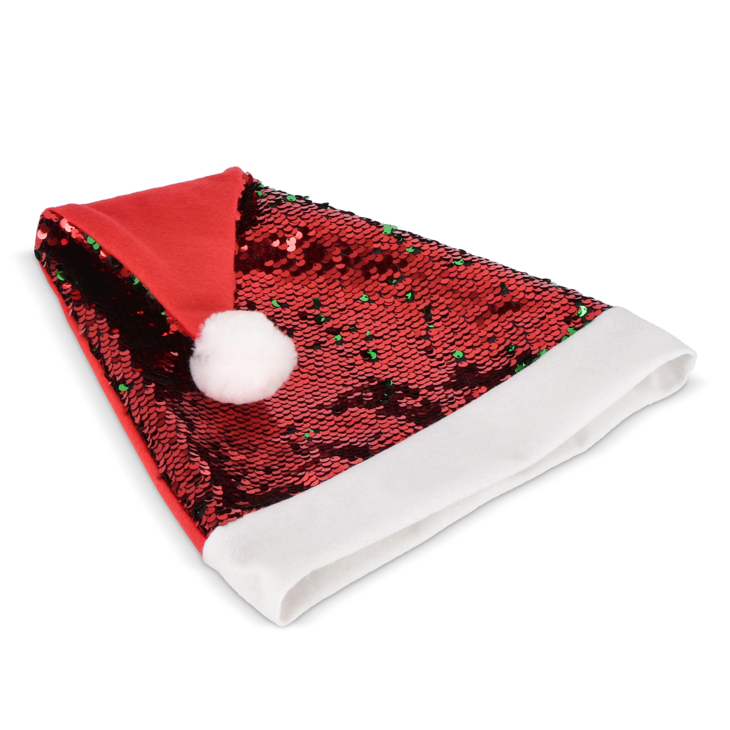 Zweifarbige Pailletten-Weihnachtsmütze - rot  -  grün-90
