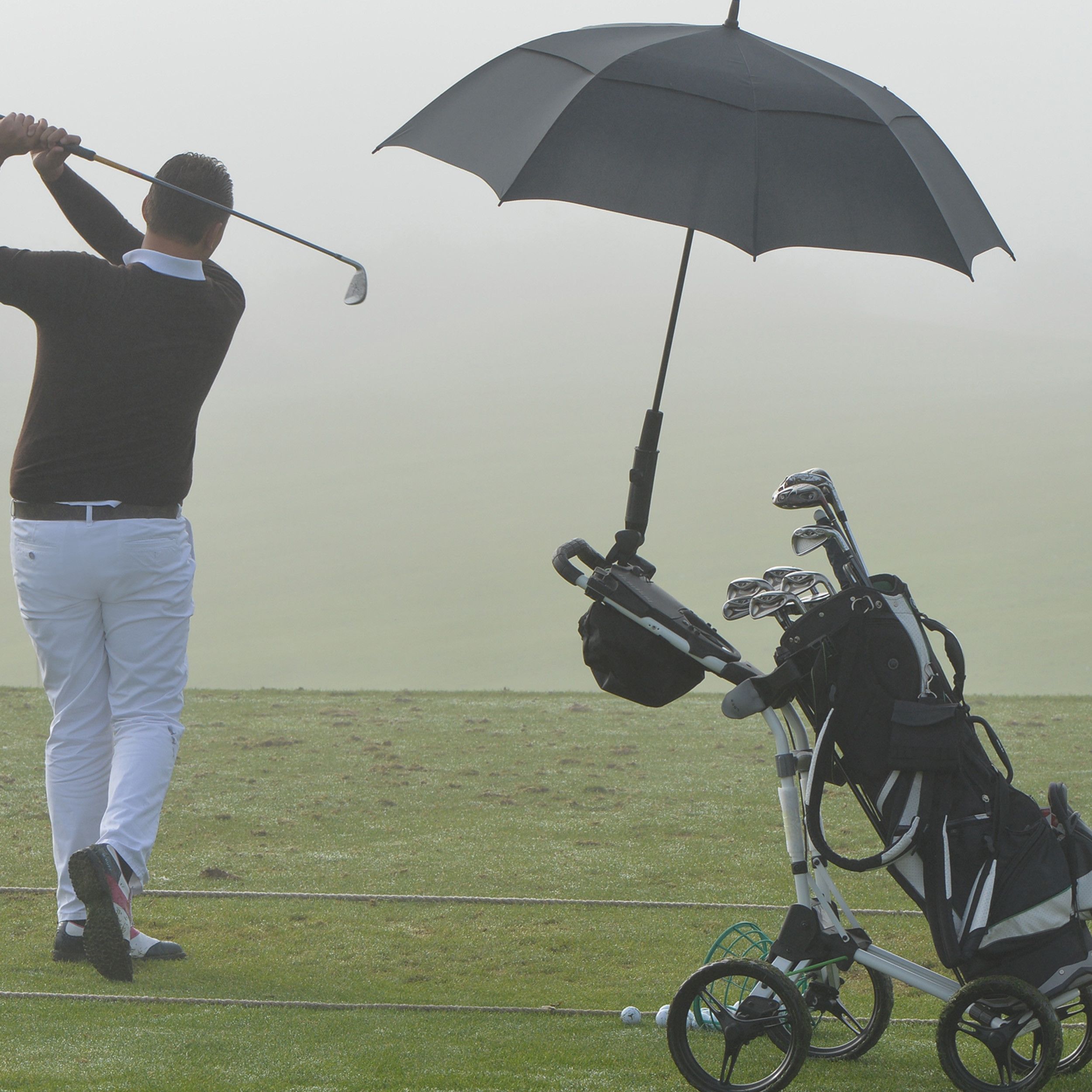 Golfschirm aus Pongee mit Windfang - schwarz-925