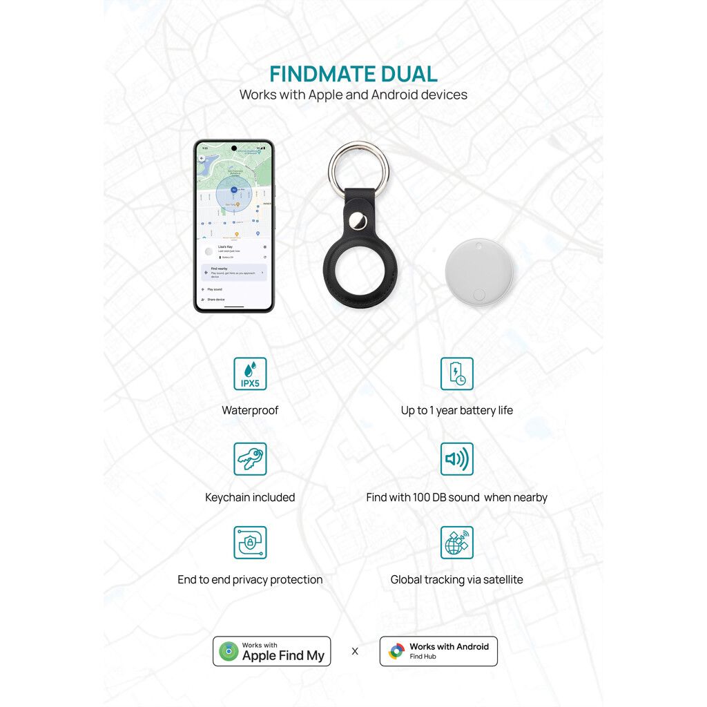 Findmate Dual IPX5 Artikel-Finder aus RCS recyceltem ABS - weiß-747