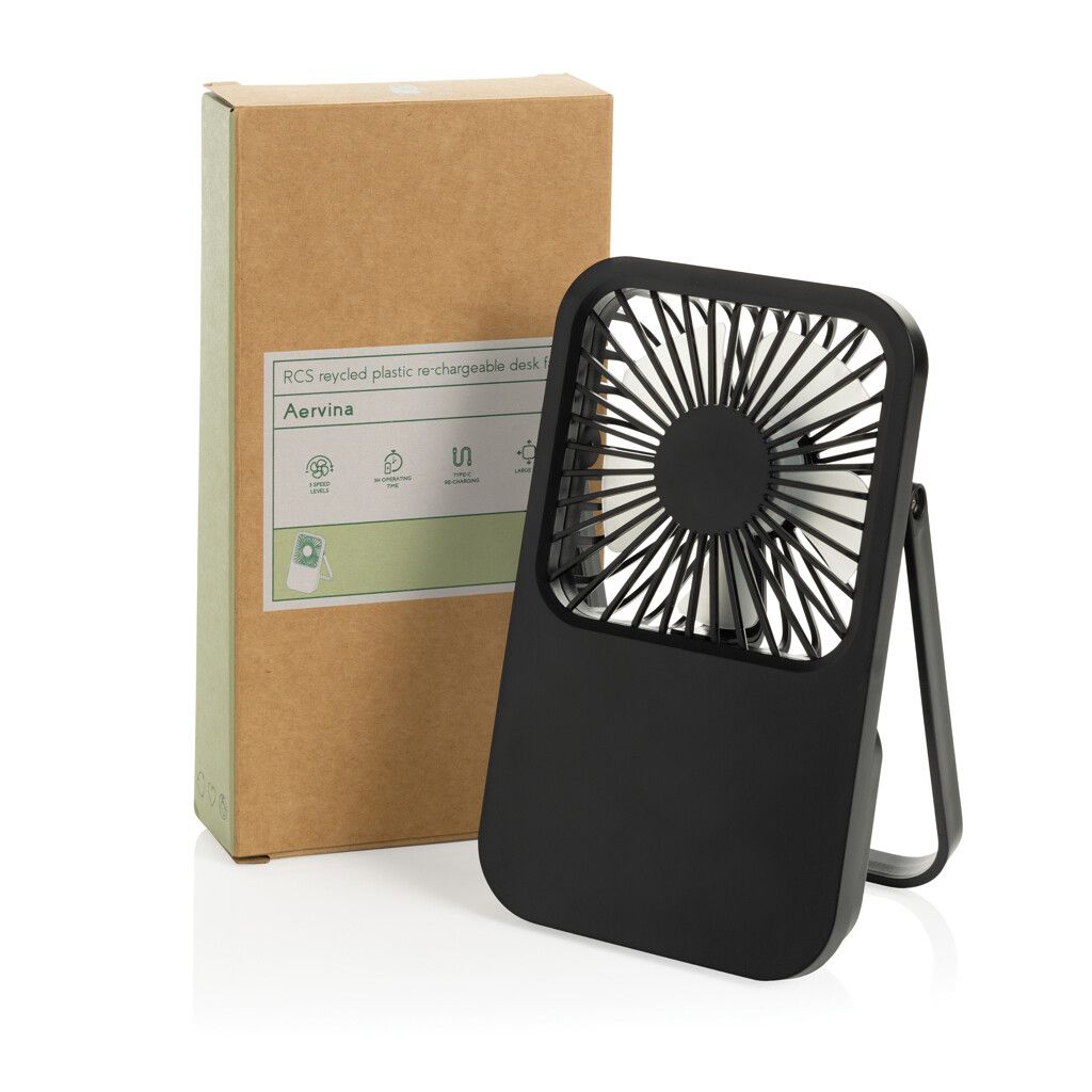 Aervina wiederaufladbarer Tischventilator aus RCS rec. ABS - schwarz-739