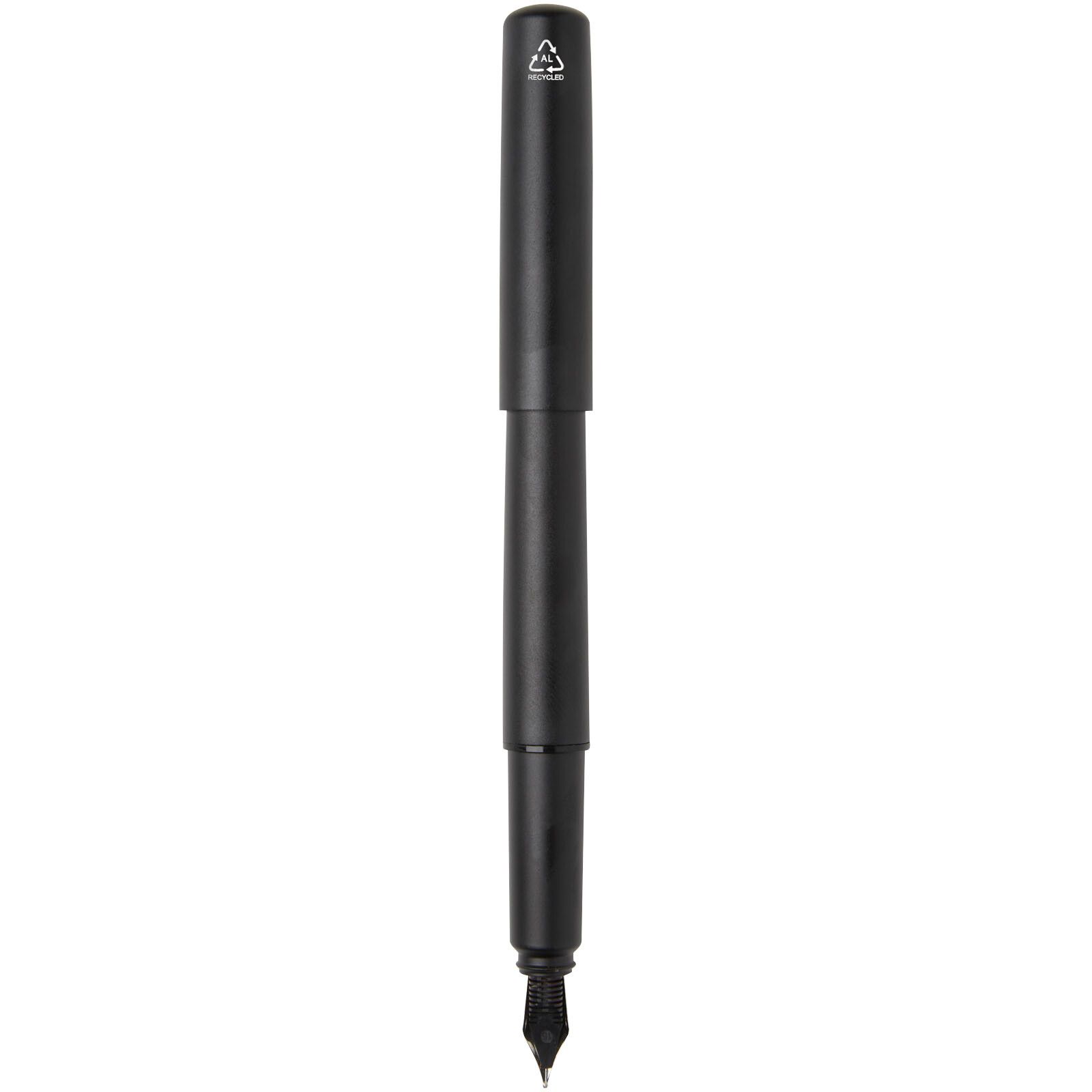 Lucetta Füllfederhalter aus recyceltem Aluminium (schwarze Mine) - schwarz-268