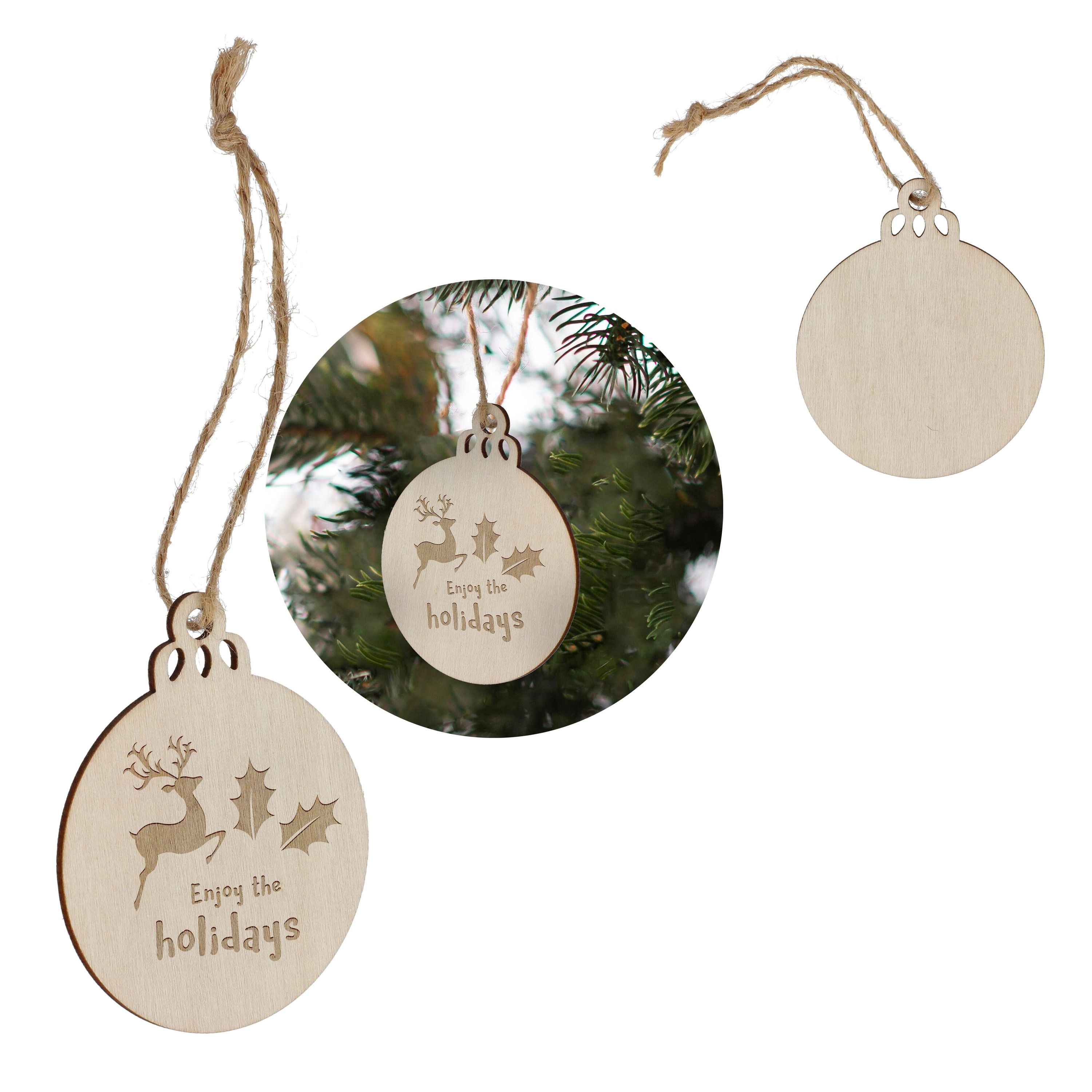 Weihnachtskugel in Form einer Holzkugel - natur-294