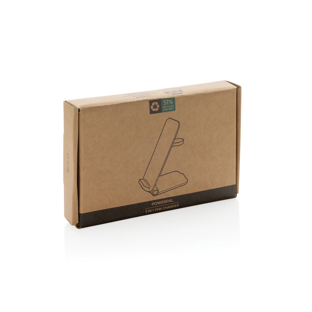 Powerpal 3-in-1 15W-Ladegerät aus RCS recyceltem Kunststoff - schwarz-898