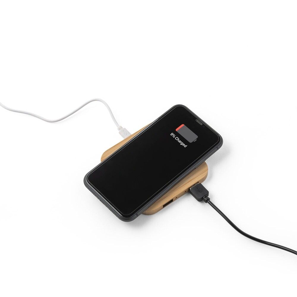 DALTON Superschnelles 15W wireless Ladegerät aus Bambus - natur-415