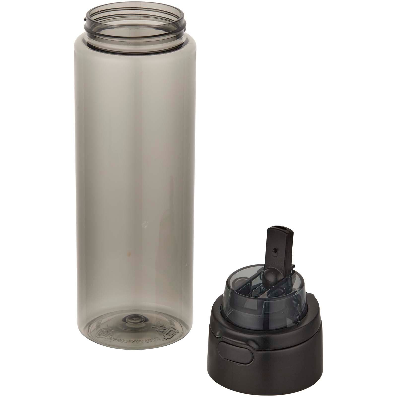 Theron 700 ml RCS Trinkflasche aus recyceltem Kunststoff mit Multifunktionsdeckel und Klappstrohhalm - schwarz-136