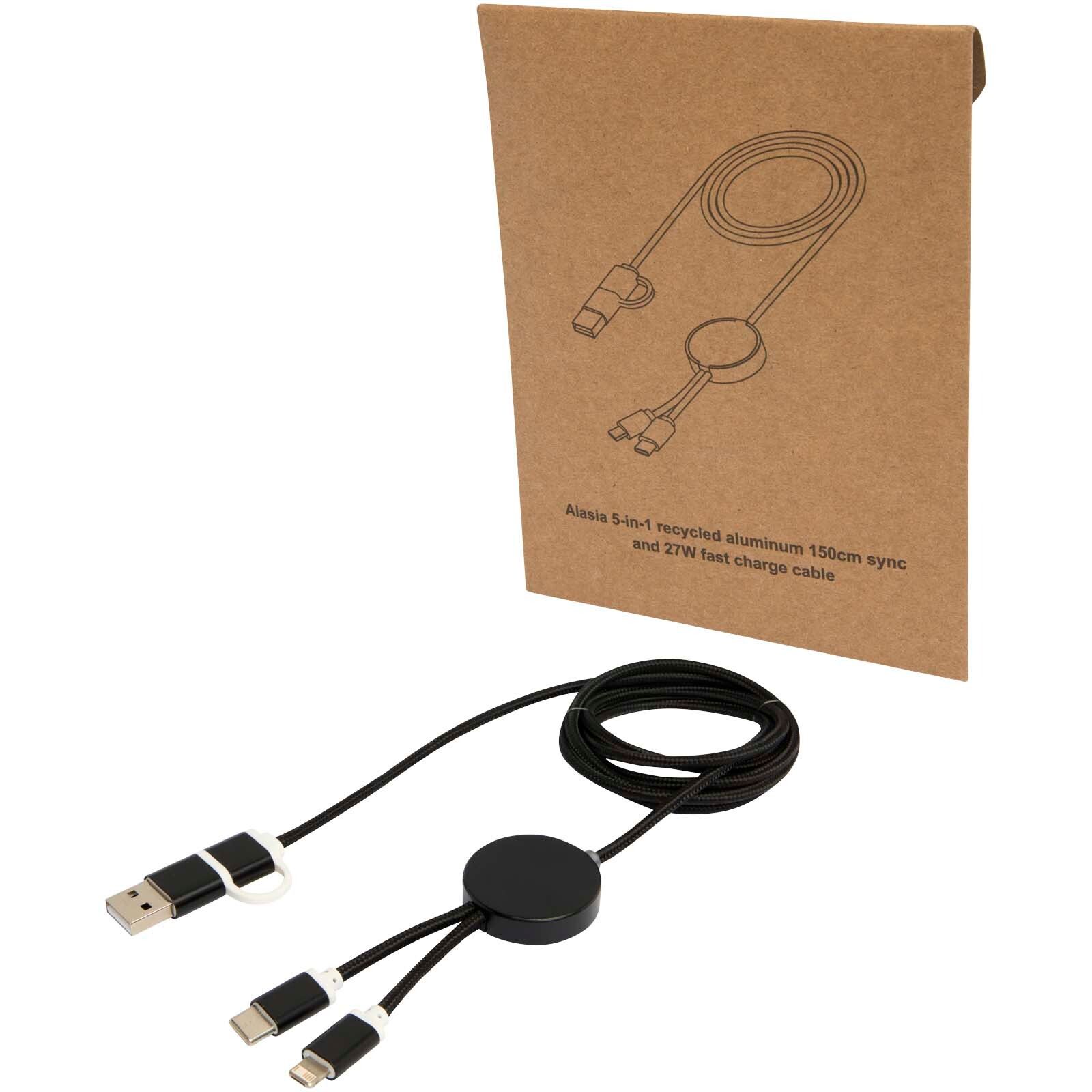 Alasia 150 cm 5-in-1 Kabel aus recyceltem Kunststoff für Datenübertragung und 27W Schnellladung - schwarz-184
