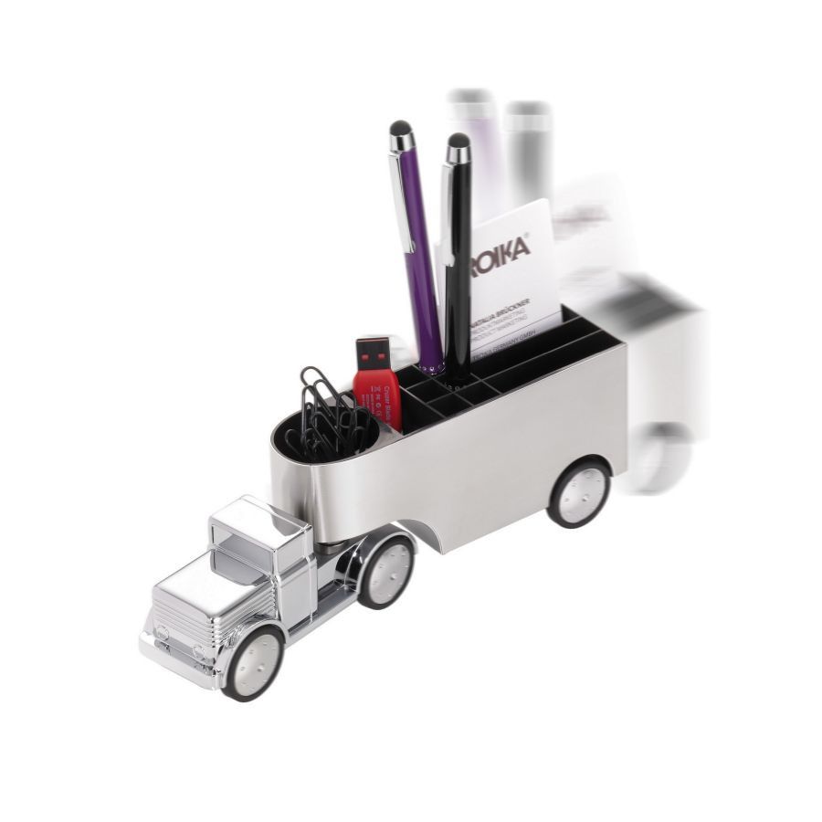Troika Stifteköcher OFFICE TRUCKER - silber-456