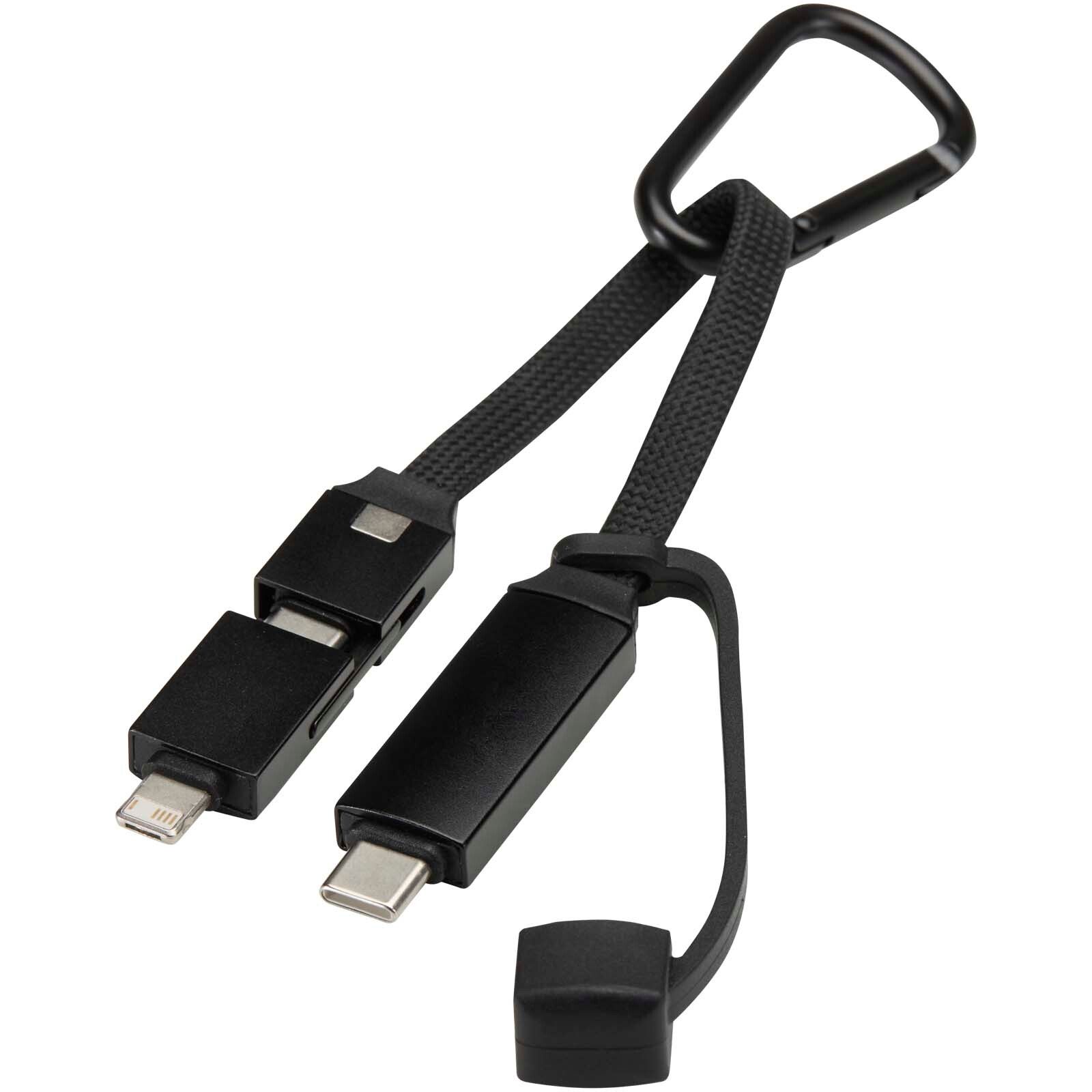 Algieba 65 W 3-in-1-Ladekabel aus recyceltem Aluminium mit Karabiner - schwarz-841