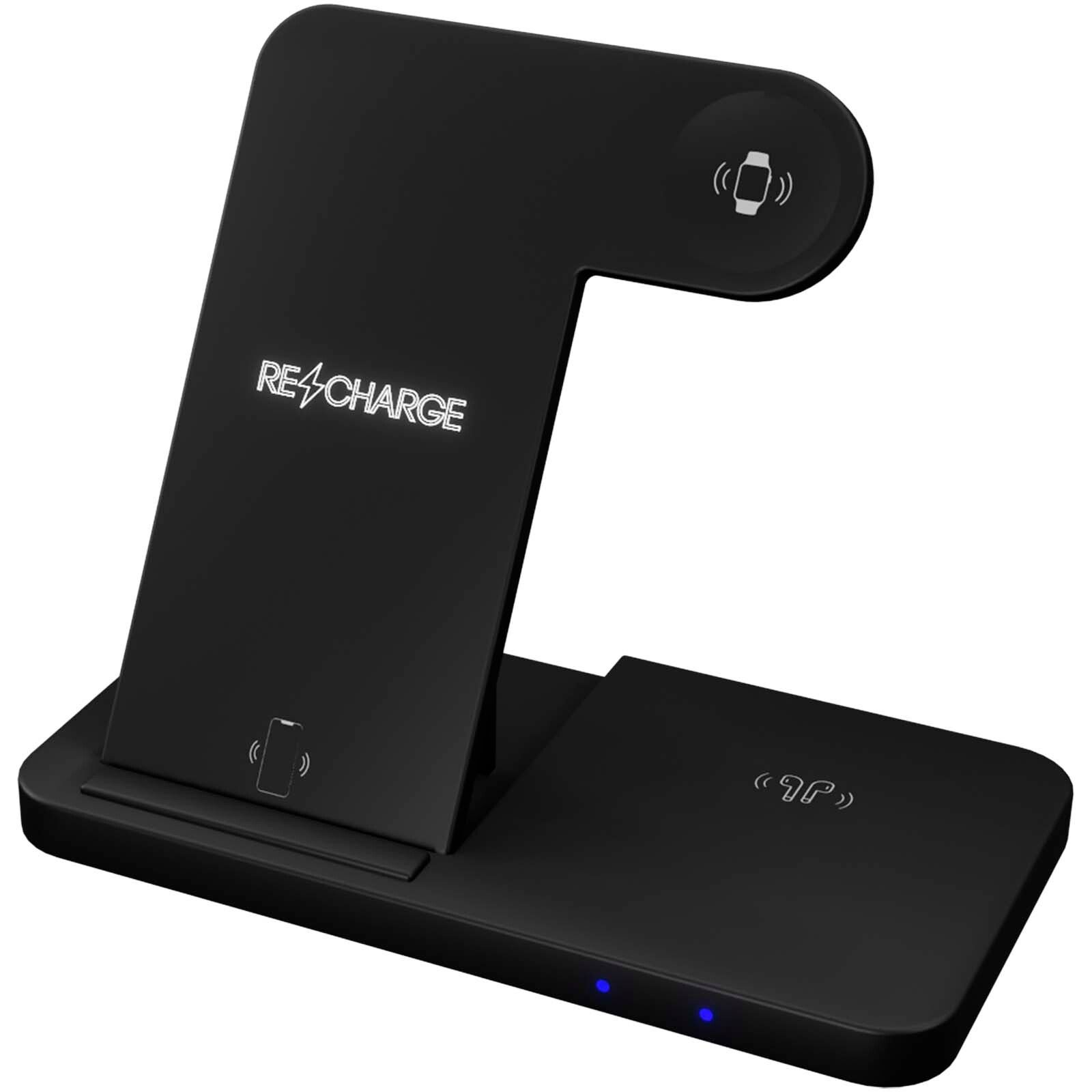 SCX.design W28 kabellose 3-in-1 Ladestation kabellos mit Telefonständer und Leuchtlogo - schwarz-704