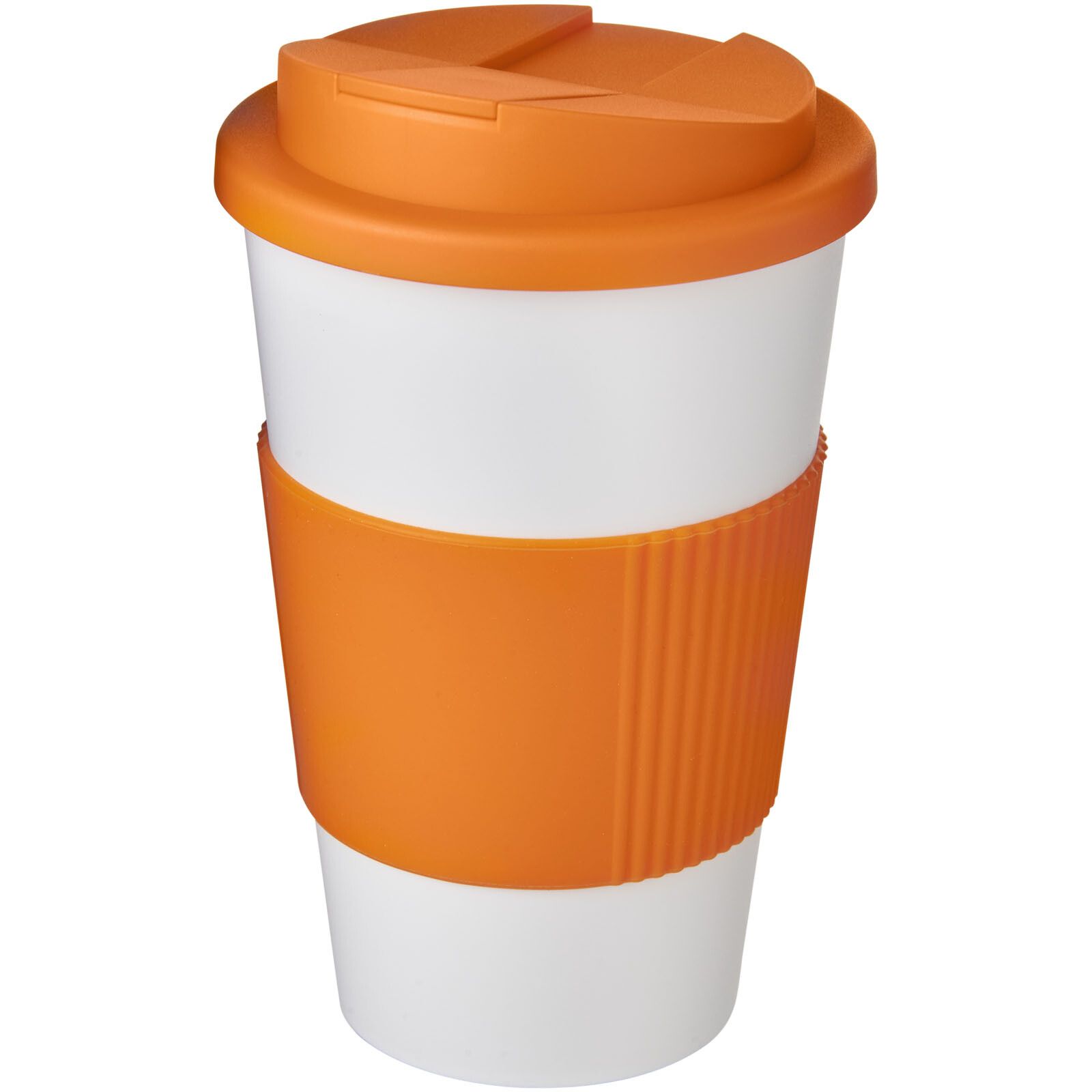 Americano 350 ml Isolierbecher mit Schutzring & auslaufsicherem Schraubverschluss - weiss -  orange-51
