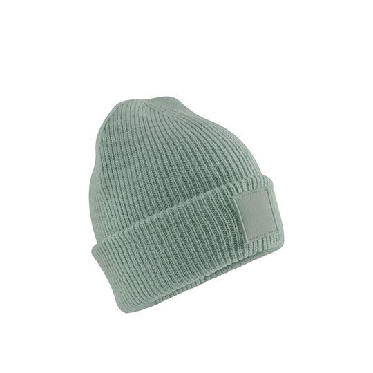 Kids Deep Cuffed Tonal Patch Beanie - dusty green-947