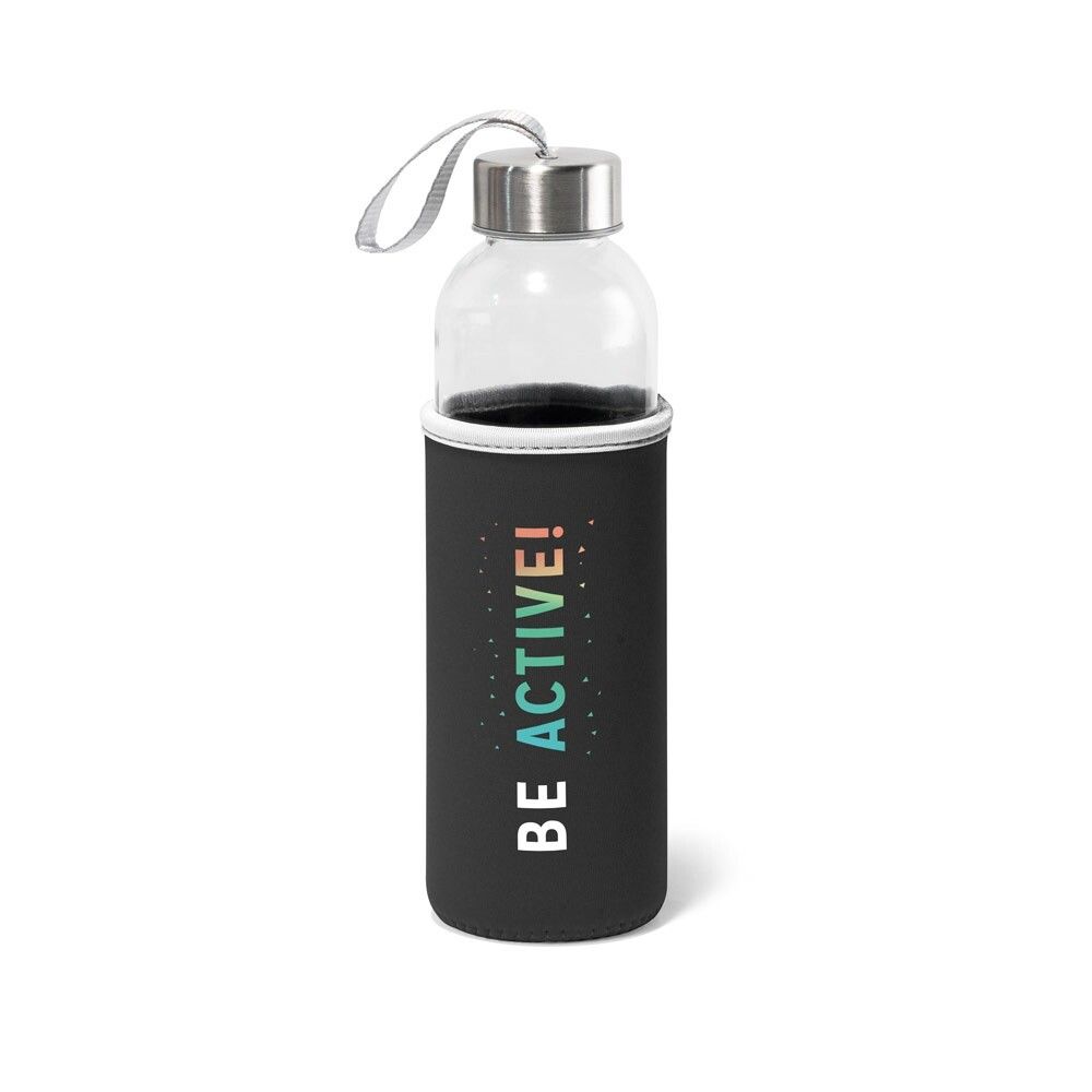 RAISE Glas und Edelstahl Sportflasche 520 ml - schwarz-559