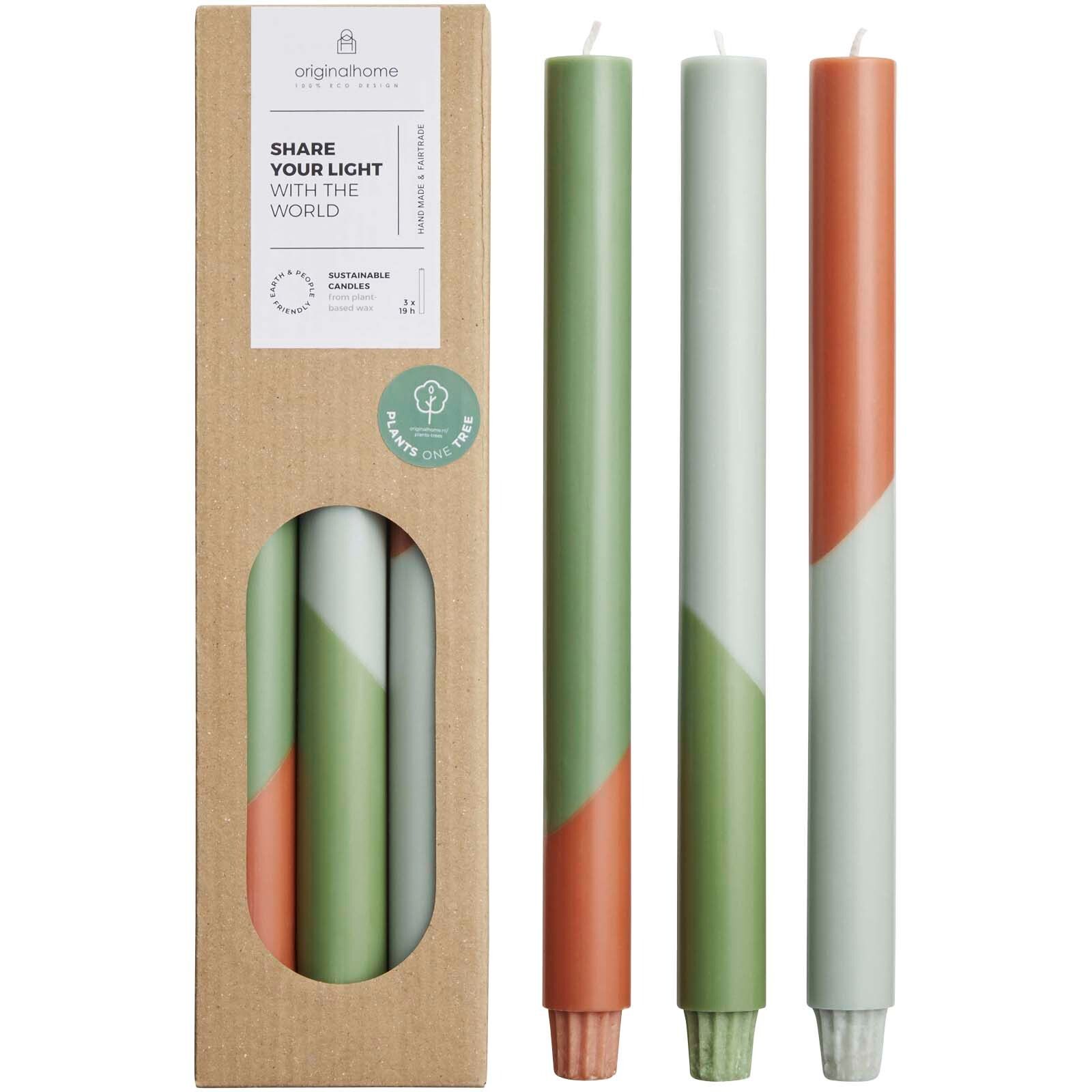 Originalhome Eden Diagonale Kerzen – 3er-Set - heather grün-304