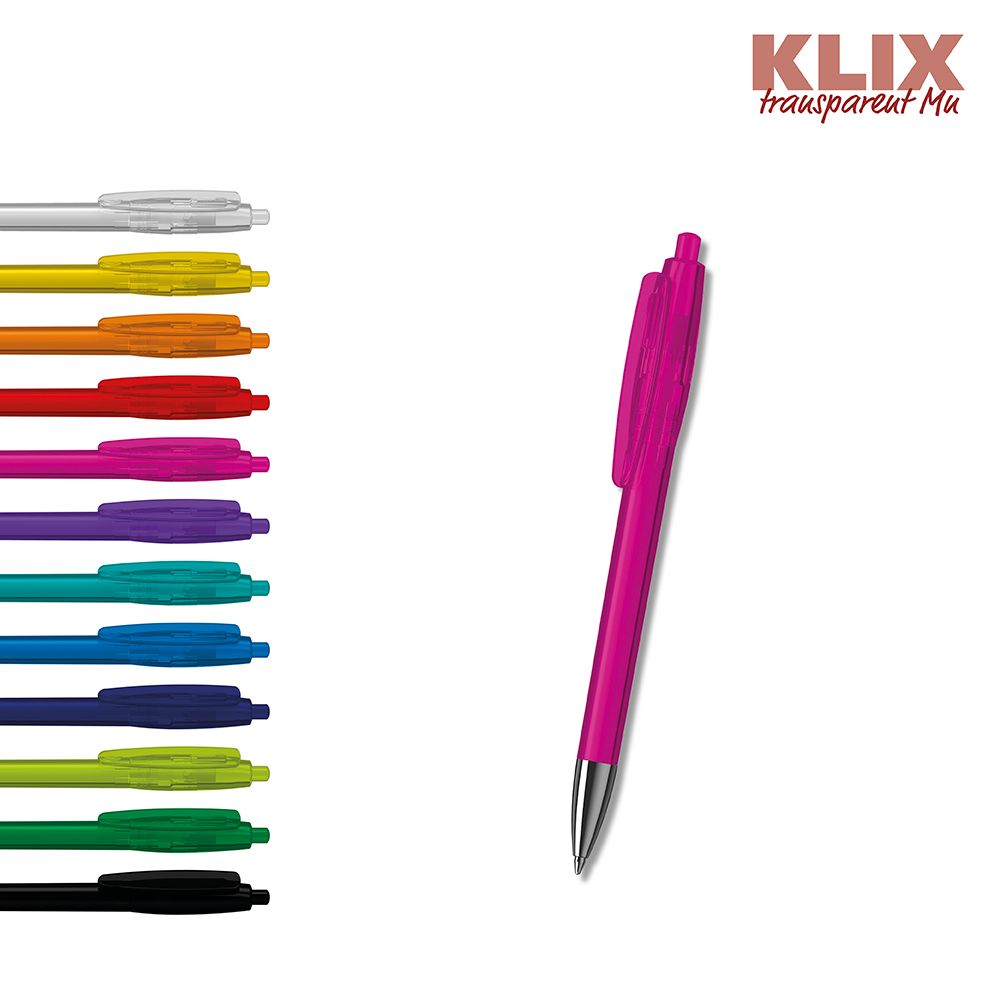 Druckkugelschreiber Klix transparent Mn - schwarz transparent-417
