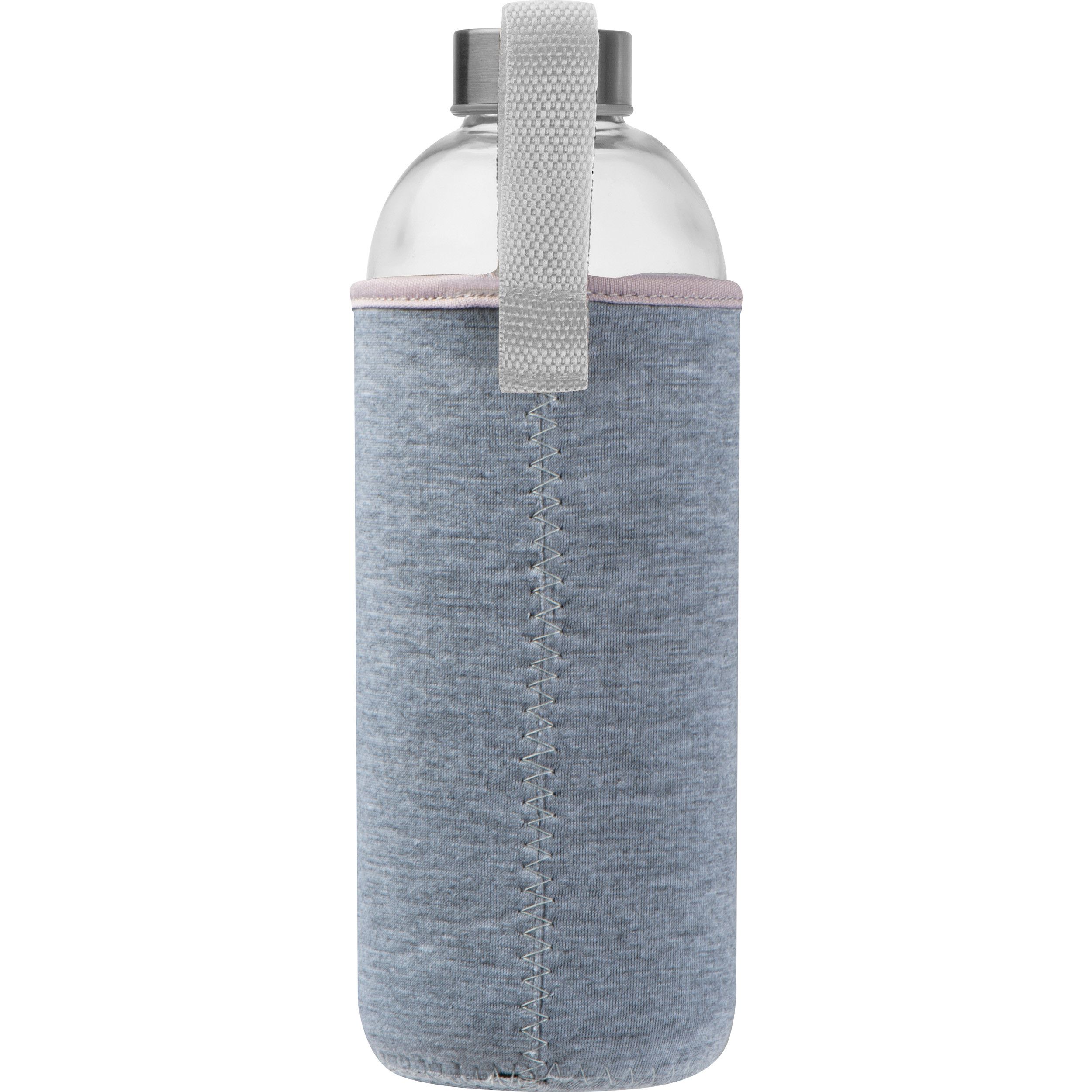 Trinkflasche aus Glas mit Neoprenüberzug, 1.000ml - silbergrau-938