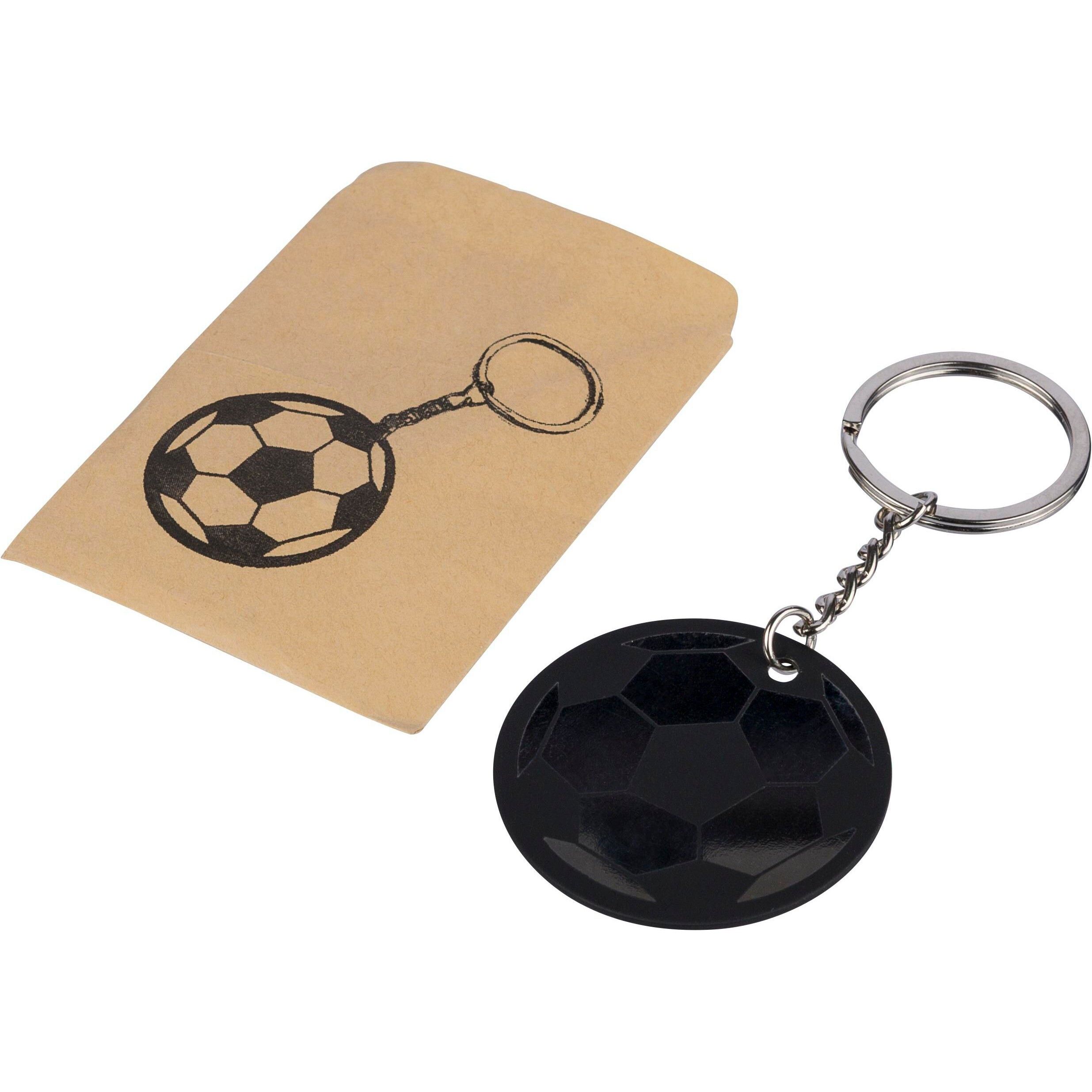 Schlüsselanhänger in Form eines Fußballs aus recyceltem Edelstahl von Ciro - schwarz-562
