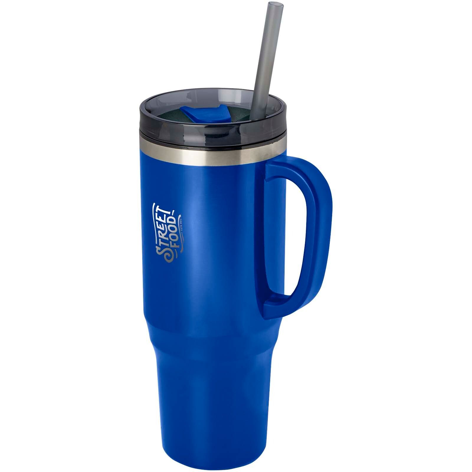 Melbourne 1200 ml RCS-zertifizierter Isolierbecher mit Strohhalm - royalblau-776