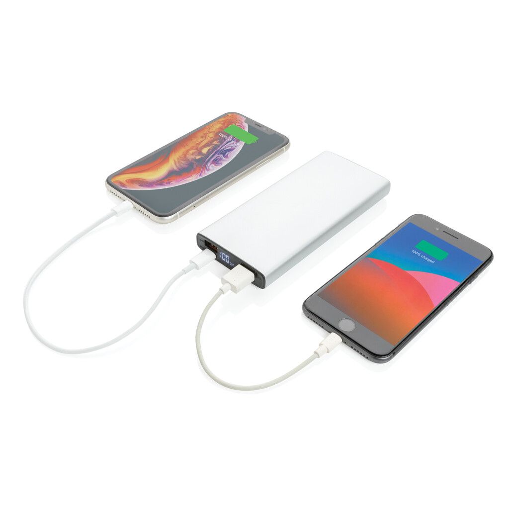 18W PD Powerbank mit 10.000 mAh aus Aluminium - silber-577