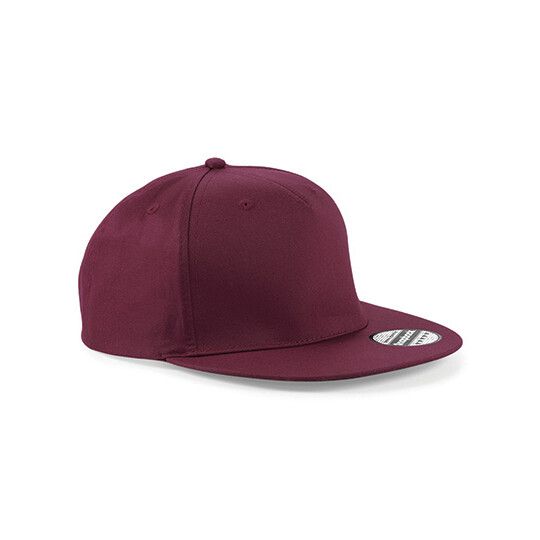 5 Panel Snapback Rapper Cap - burgundy-924
