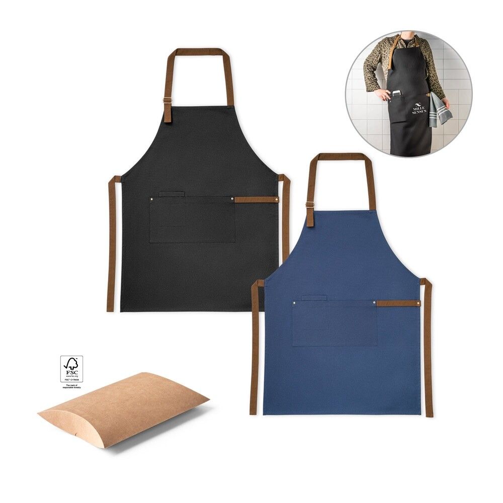 VESPER Schürze aus 100% Canvas-Baumwolle (300 g/m²) mit Metalldetails - blau-423