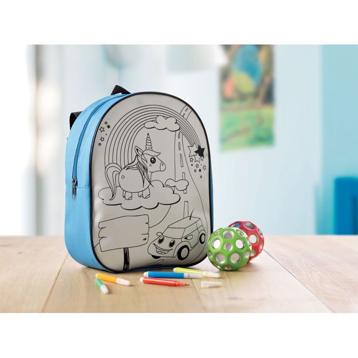 Rucksack mit 5 Filzstiften BACKSKETCHY - türkis-410