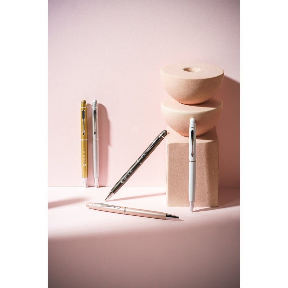 JULIE Kugelschreiber aus recyceltes Aluminium (100 % rAL) mit Touchpen-Spitze - hellrosa-828