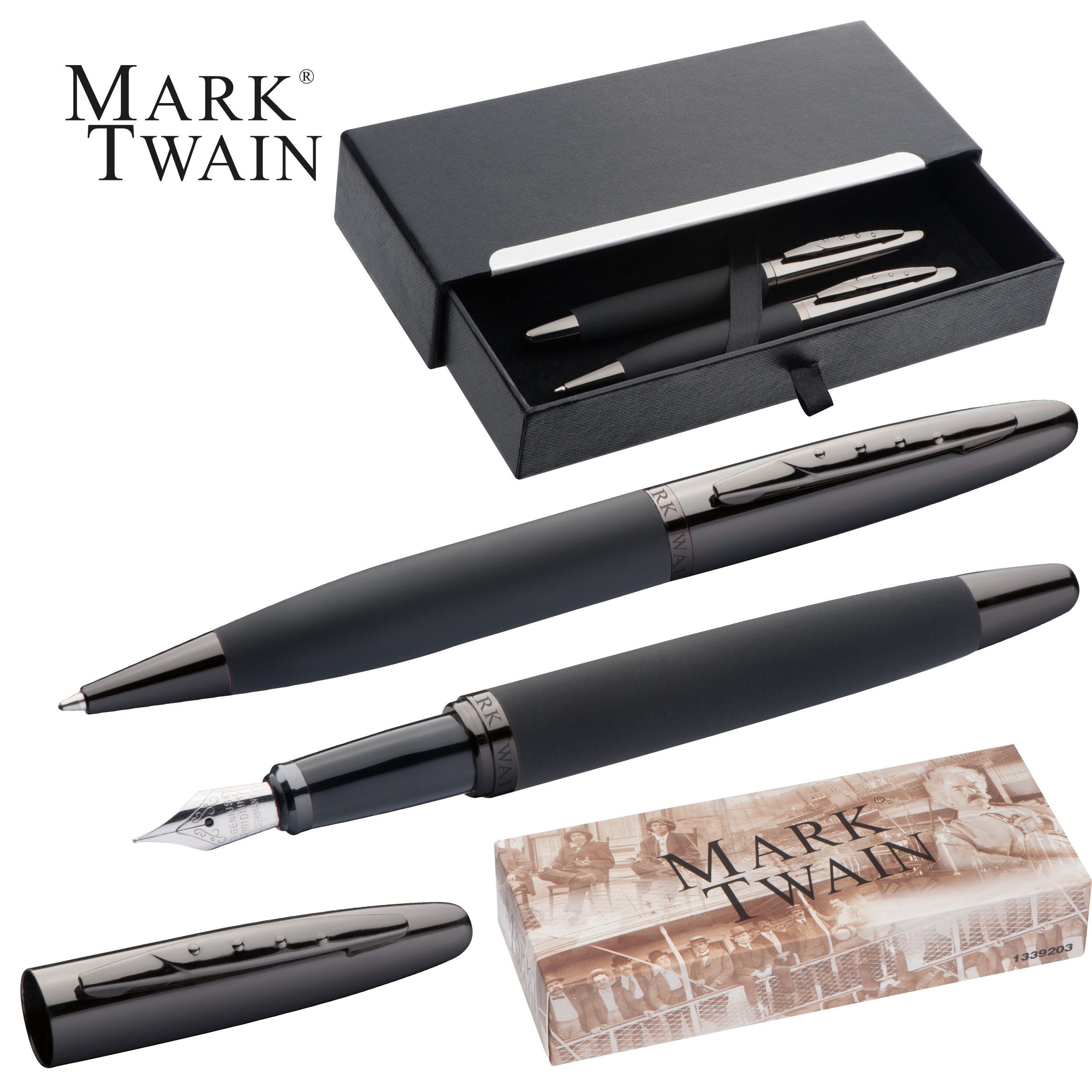 Mark Twain Schreibset aus Metall - schwarz-156