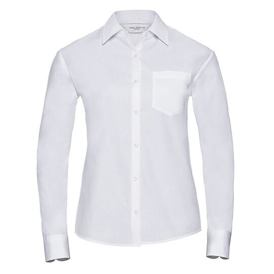 Ladies' Long Sleeve Classic Pure Cotton Poplin Shirt - white-626