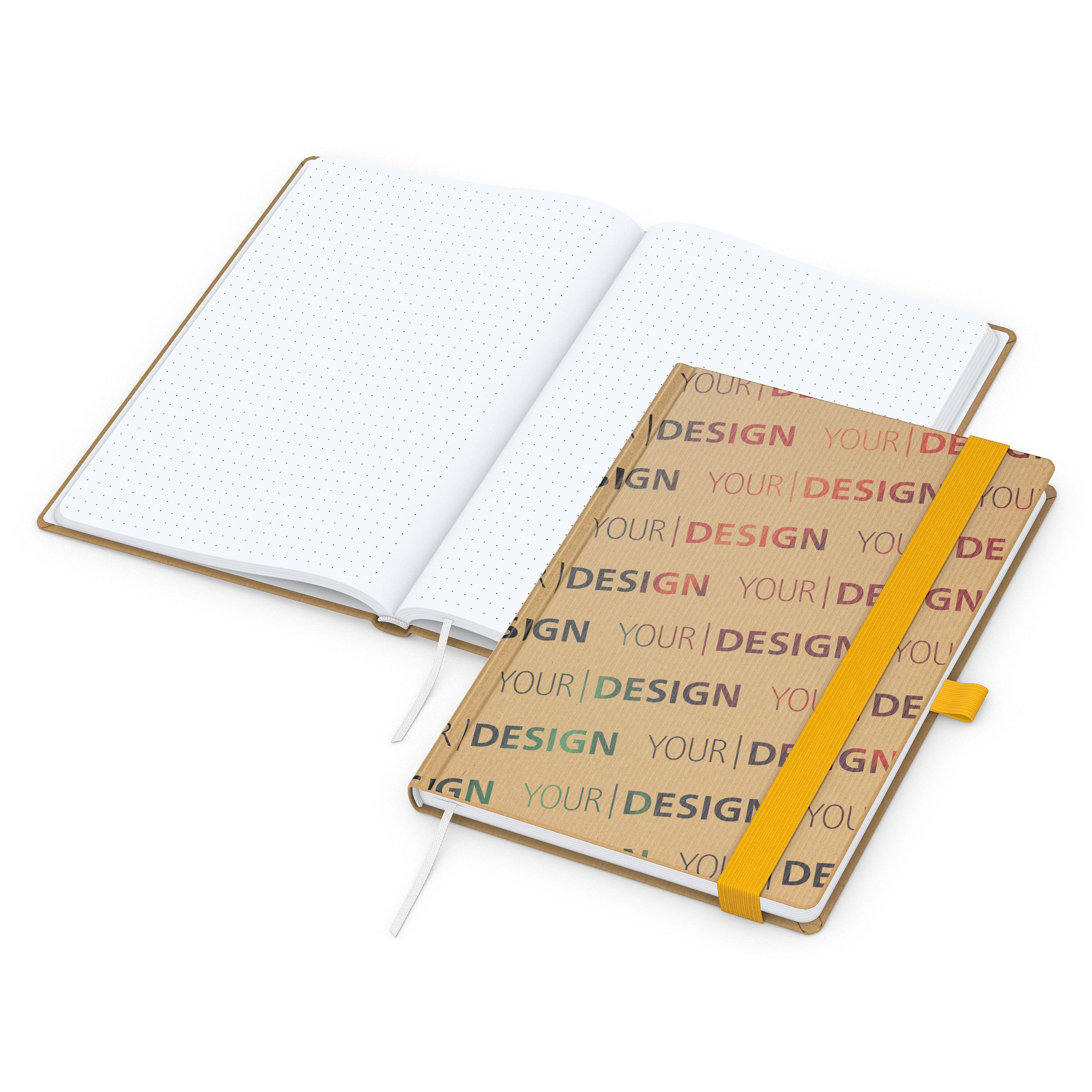 Notizbuch Match-Book, A5, White, Punktraster, braun-individuell, gelb-557