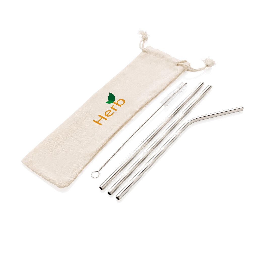 3-teiliges Trinkhalm-Set aus Stainless Steel - silber-897