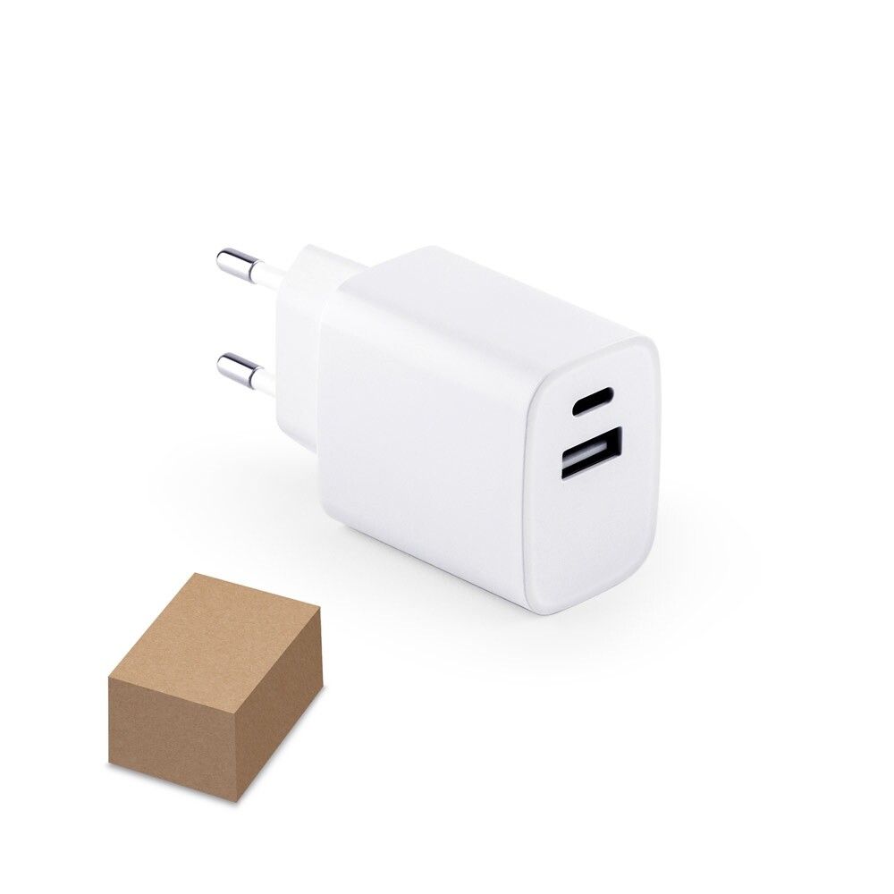 WEGENER Ladegerät USB-A 18W & USB-C 20W, Recyceltes ABS - weiß-621