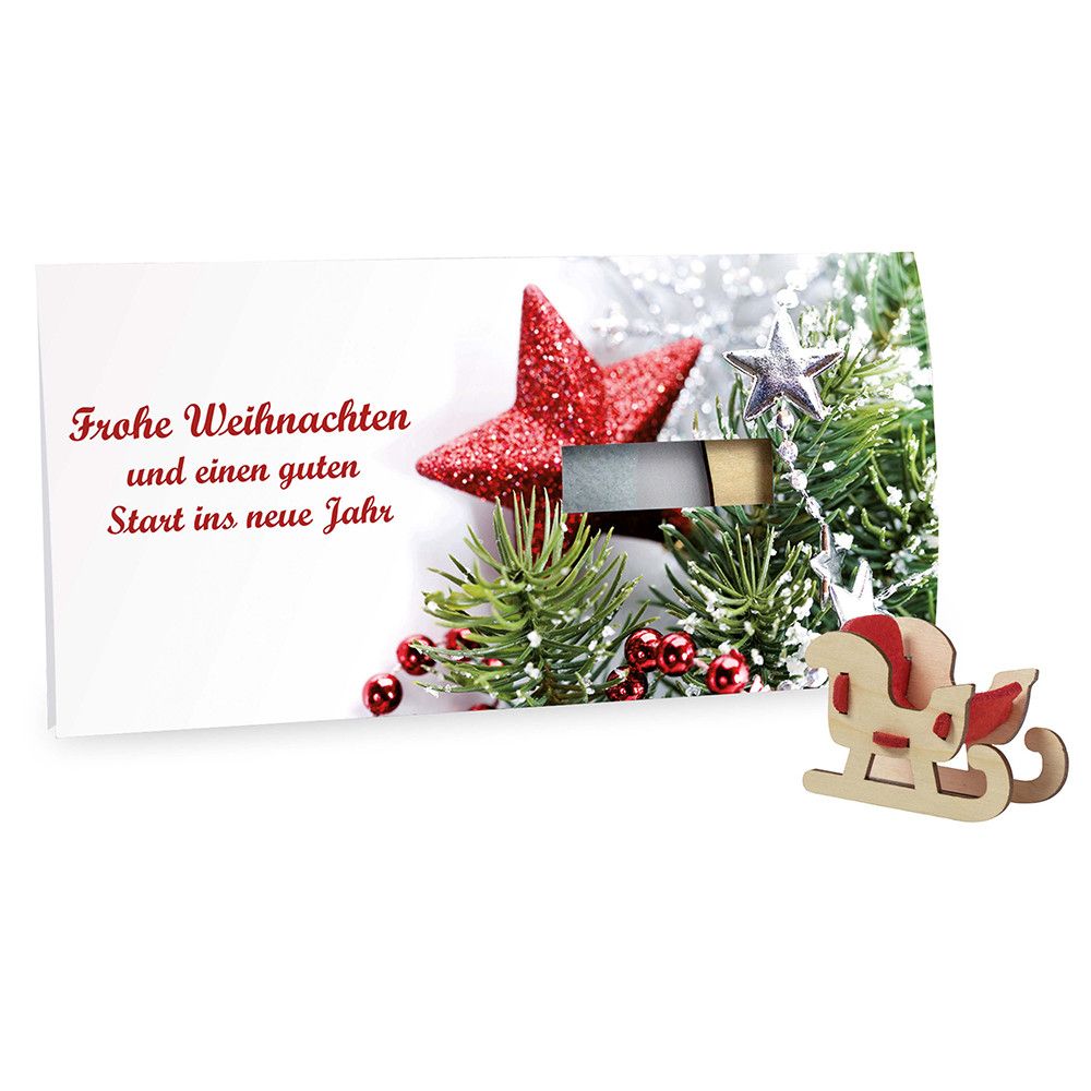 Steckfiguren-Karte Filz - Schlitten Digitaldruck Vorderseite-590