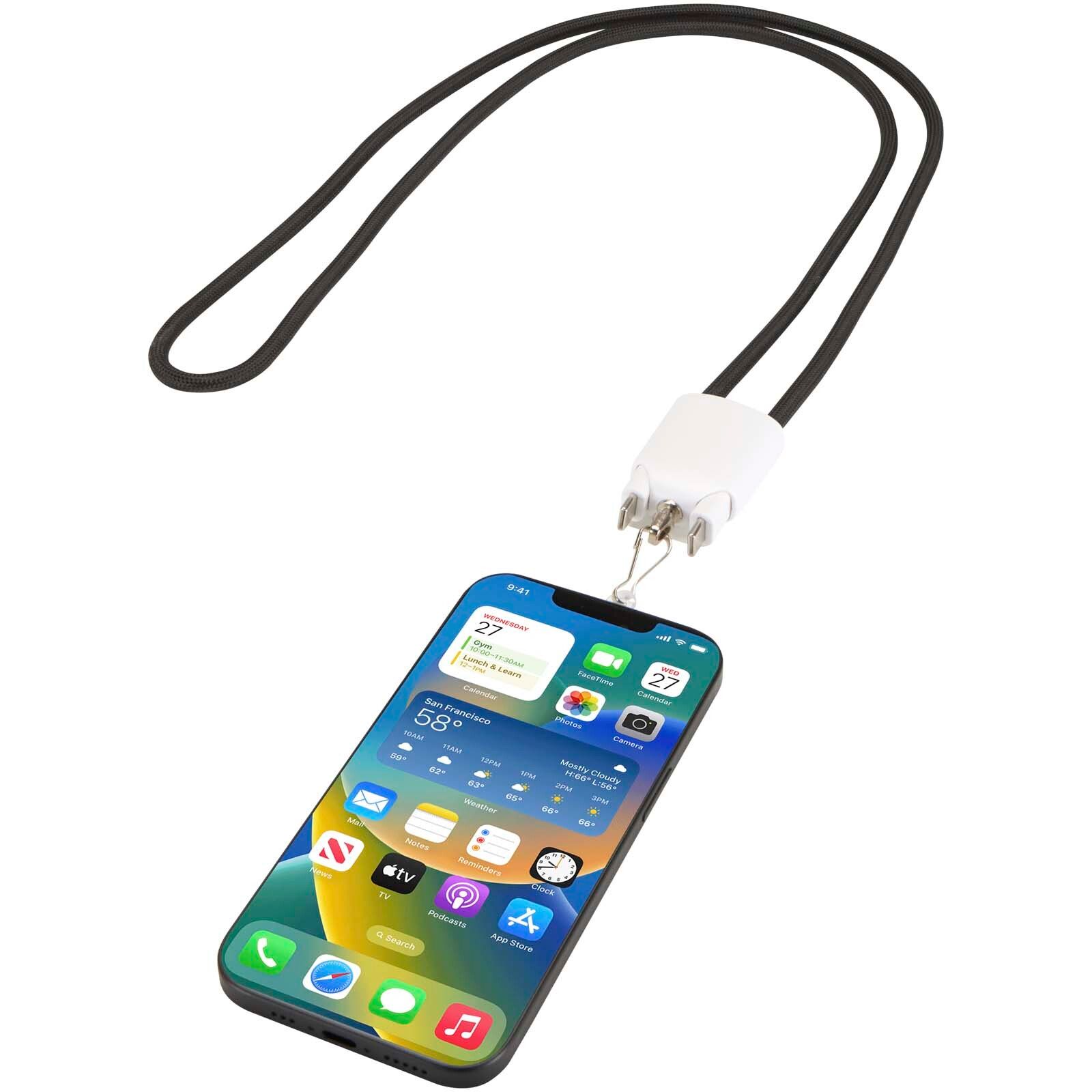Ion 65 W 5-in-1-Ladekabel mit Lanyard aus recyceltem Kunststoff - weiss-337