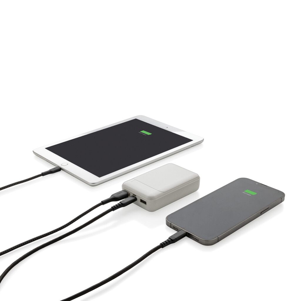 10.000 mAh Powerbank aus RCS Standard recyceltem Kunststoff - weiß-108