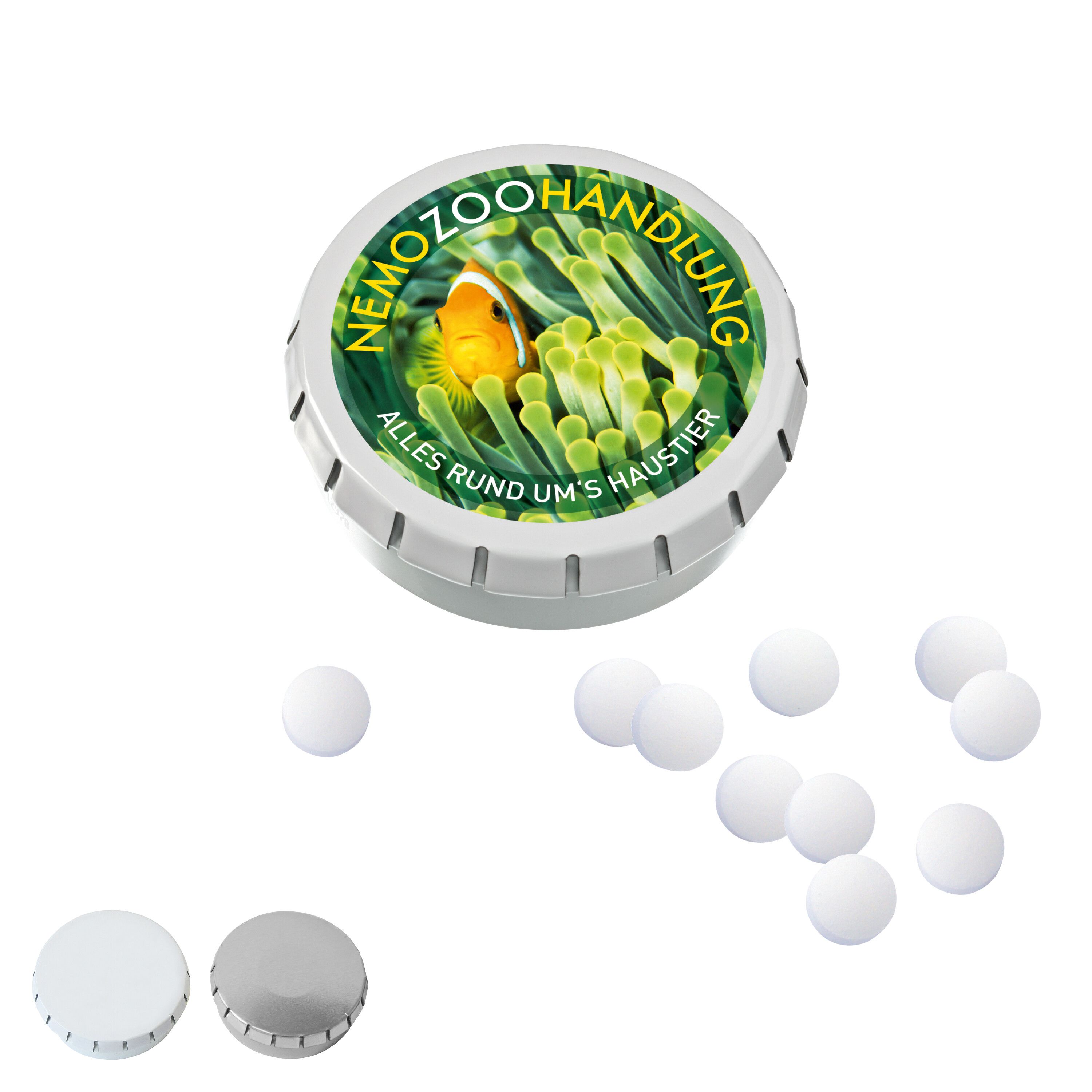 SUPER-MINI-Drück-mich-Dose mit Pfefferminzpastillen, 20g-845