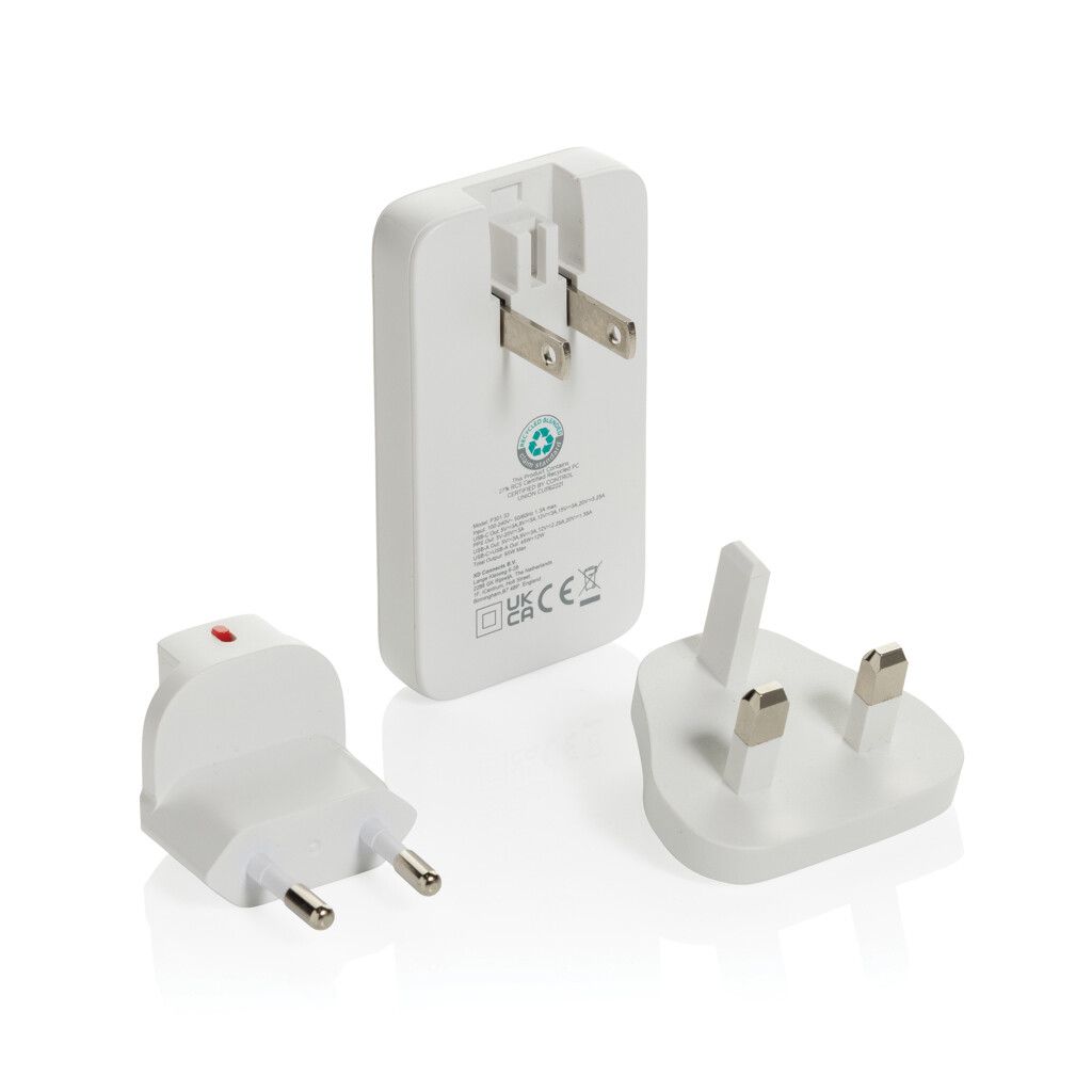 Fluxo flaches RCS 65W GaN-Ladegerät mit Stecker-Adaptern - weiß-428