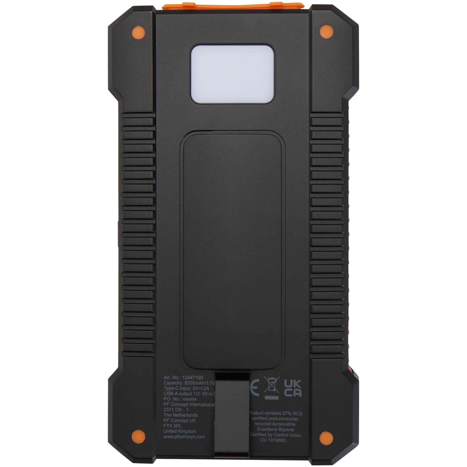Altair 10 W 5000 mAh robuste Solar Powerbank aus recyceltem Kunststoff mit integrierter Taschenlampe - schwarz-551