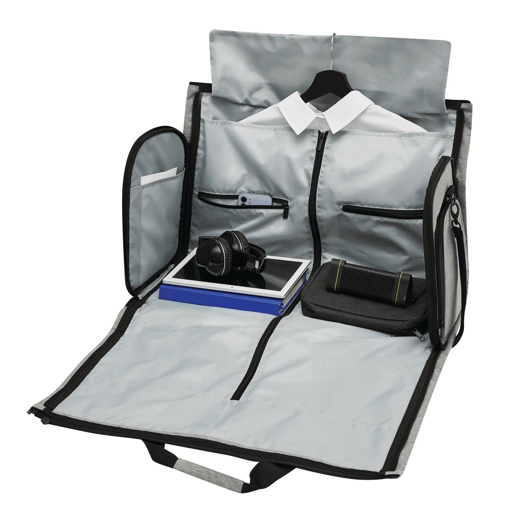 Reisetasche MILANO mit integriertem Kleidersack - grau - schwarz-209