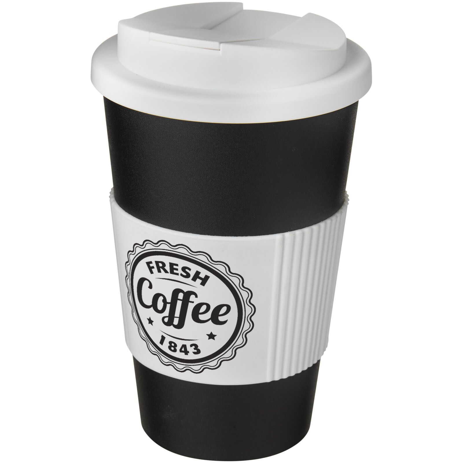 Americano 350 ml Isolierbecher mit Schutzring & auslaufsicherem Schraubverschluss - schwarz -  weiss-628
