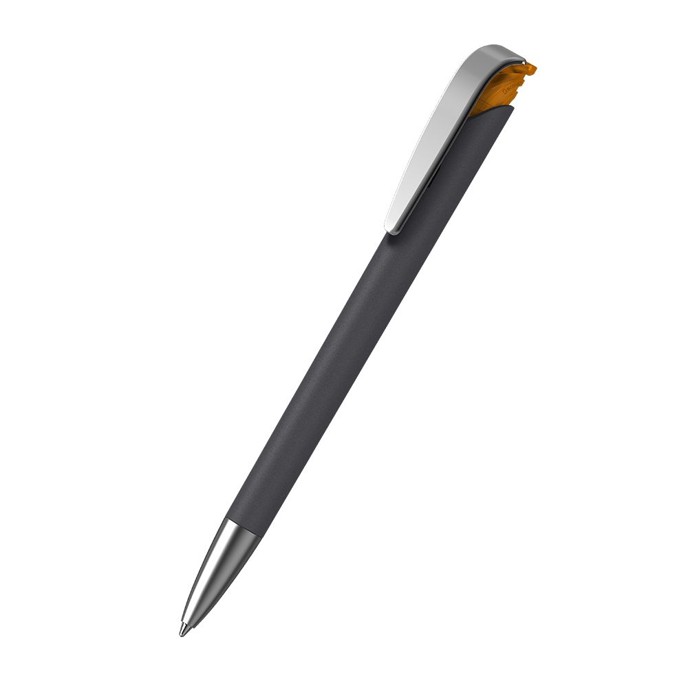 Druckkugelschreiber Jona softgrip/ice MMs - softgrip schwarz - orange ice-185