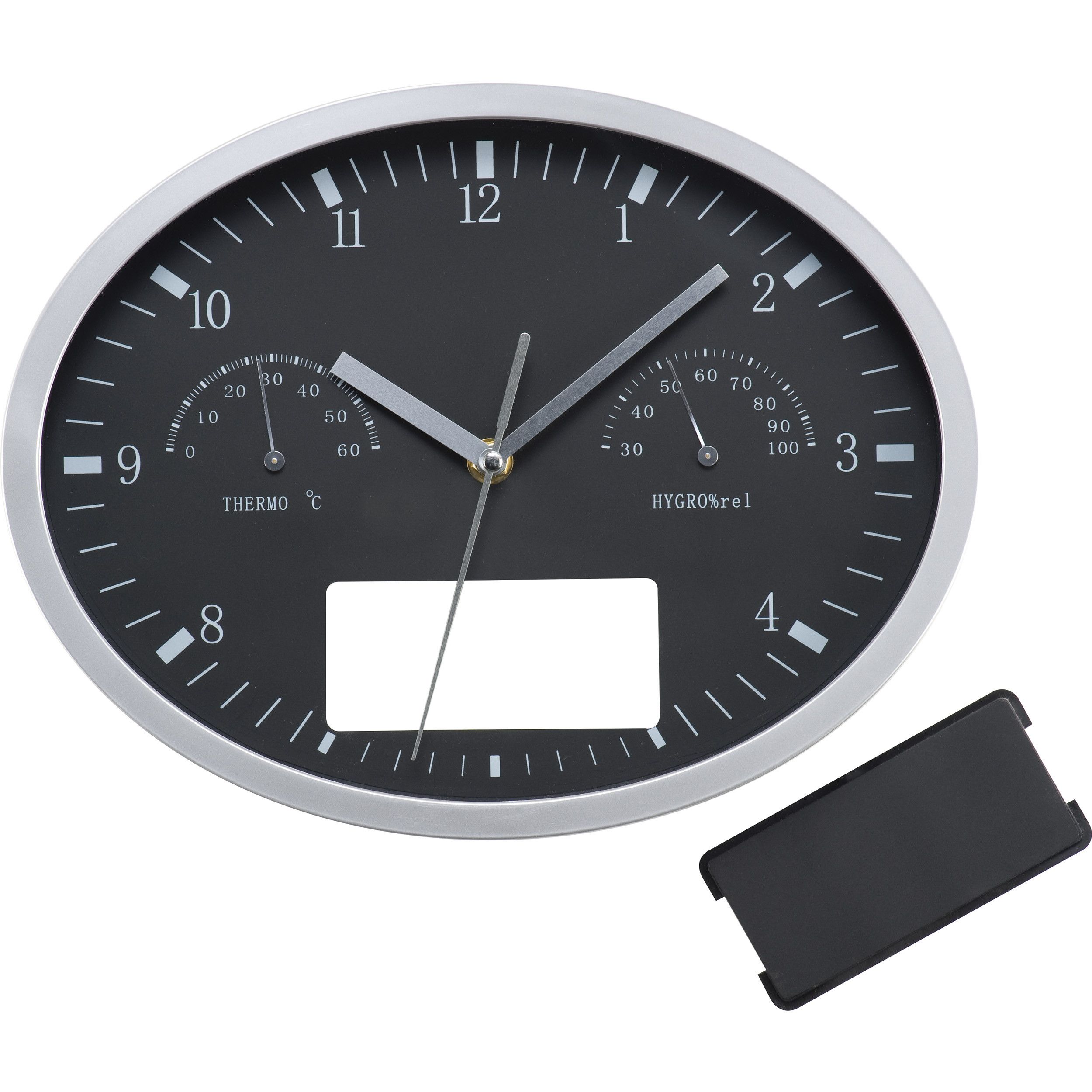 Wanduhr mit Hygro- und Thermometer - schwarz-76