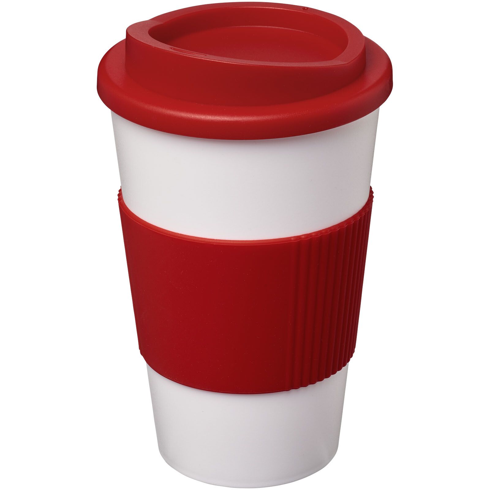 Americano 350 ml Isolierbecher mit Schutzring - rot -  weiss-504