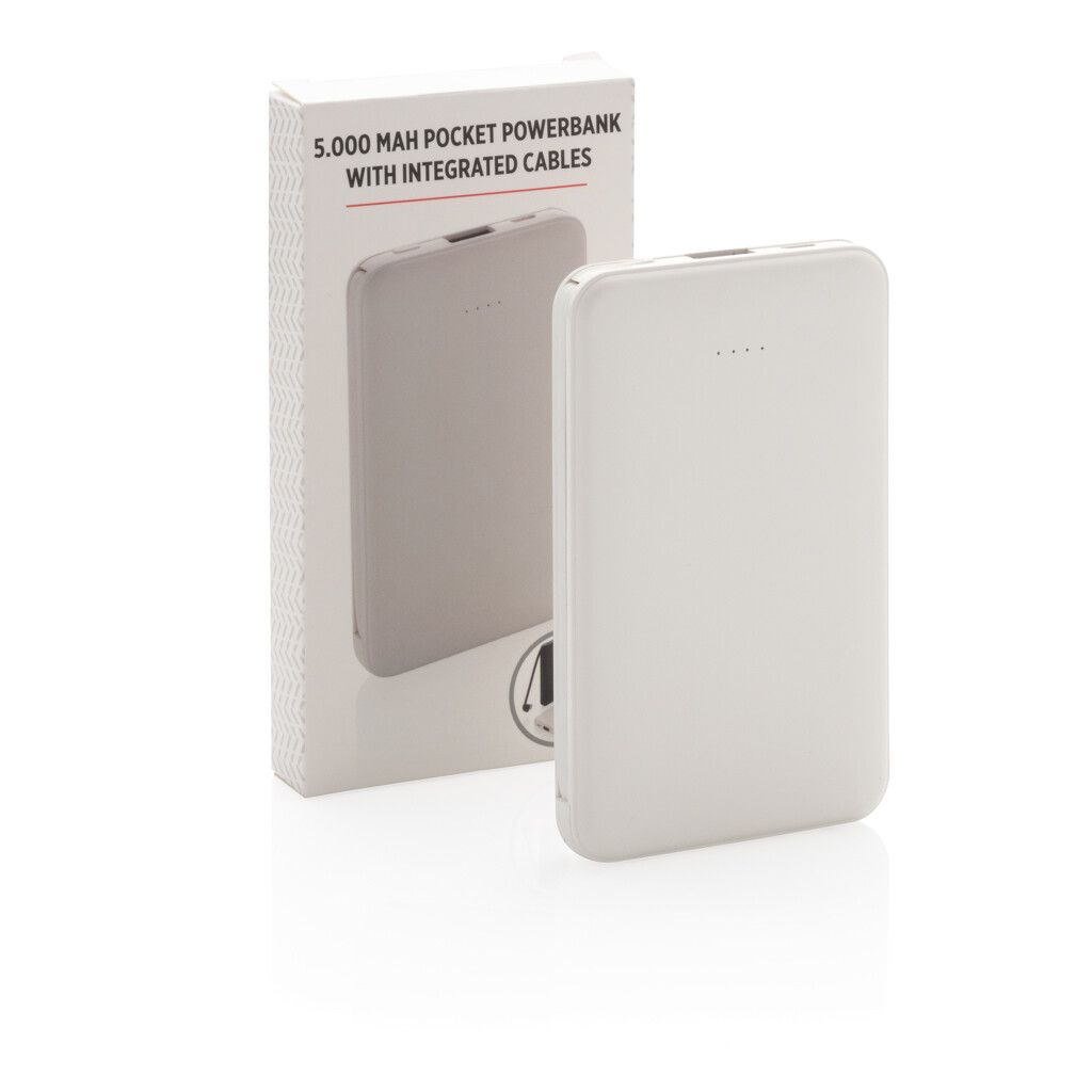 5.000 mAh Powerbank mit integriertem Kabel - weiß-184