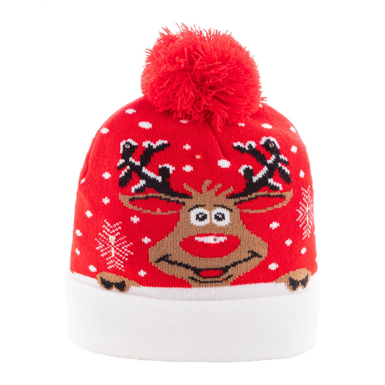 Norrsken Weihnachts-LED-Wintermütze, Rentier - rot-45