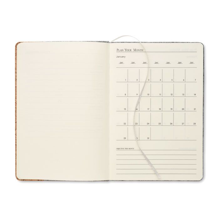 DIN A5 Notizbuch RPET-Filz CORKBOOK - grau-345