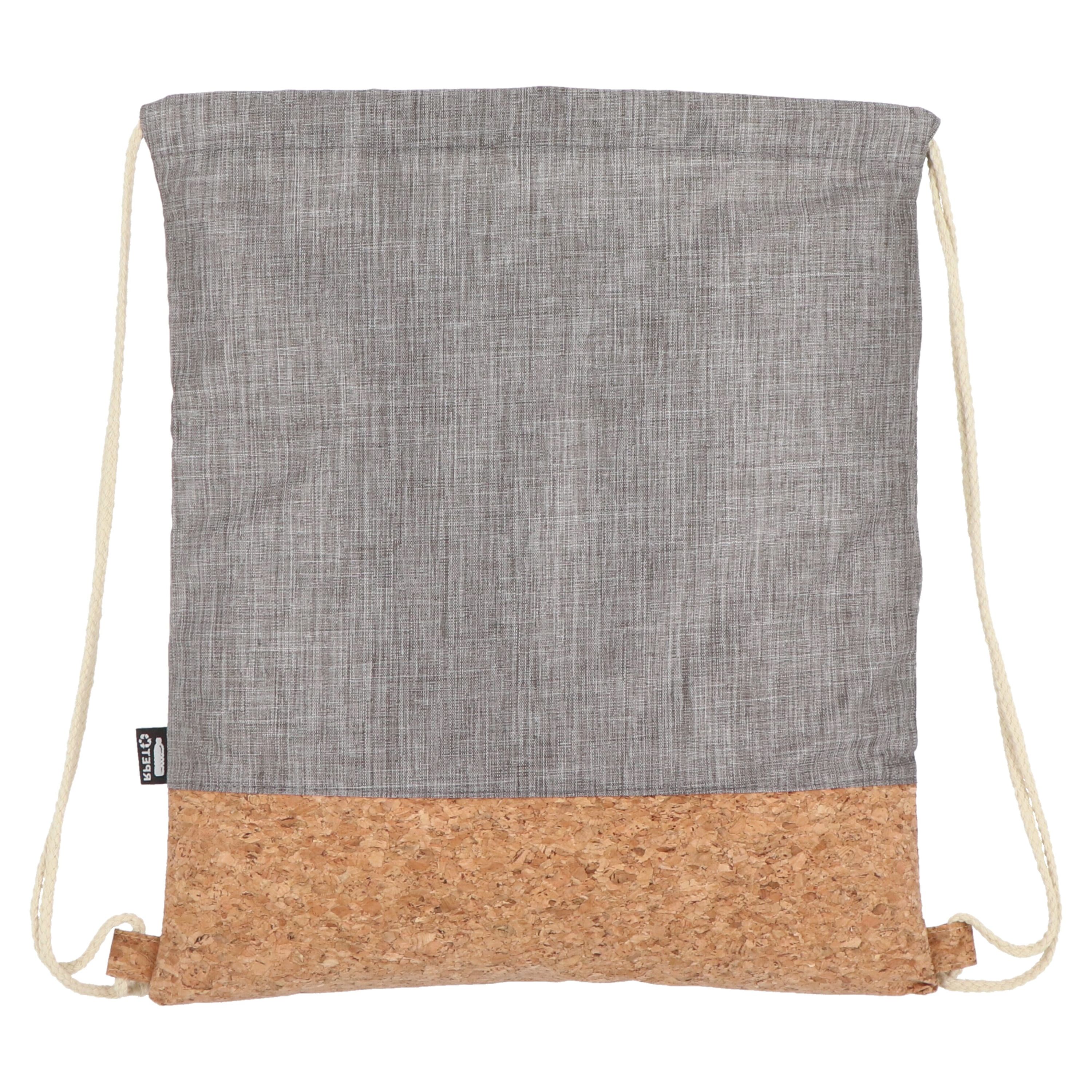 Kordelzugbeutel R-PET & Kork 35 x 40cm - grau-499