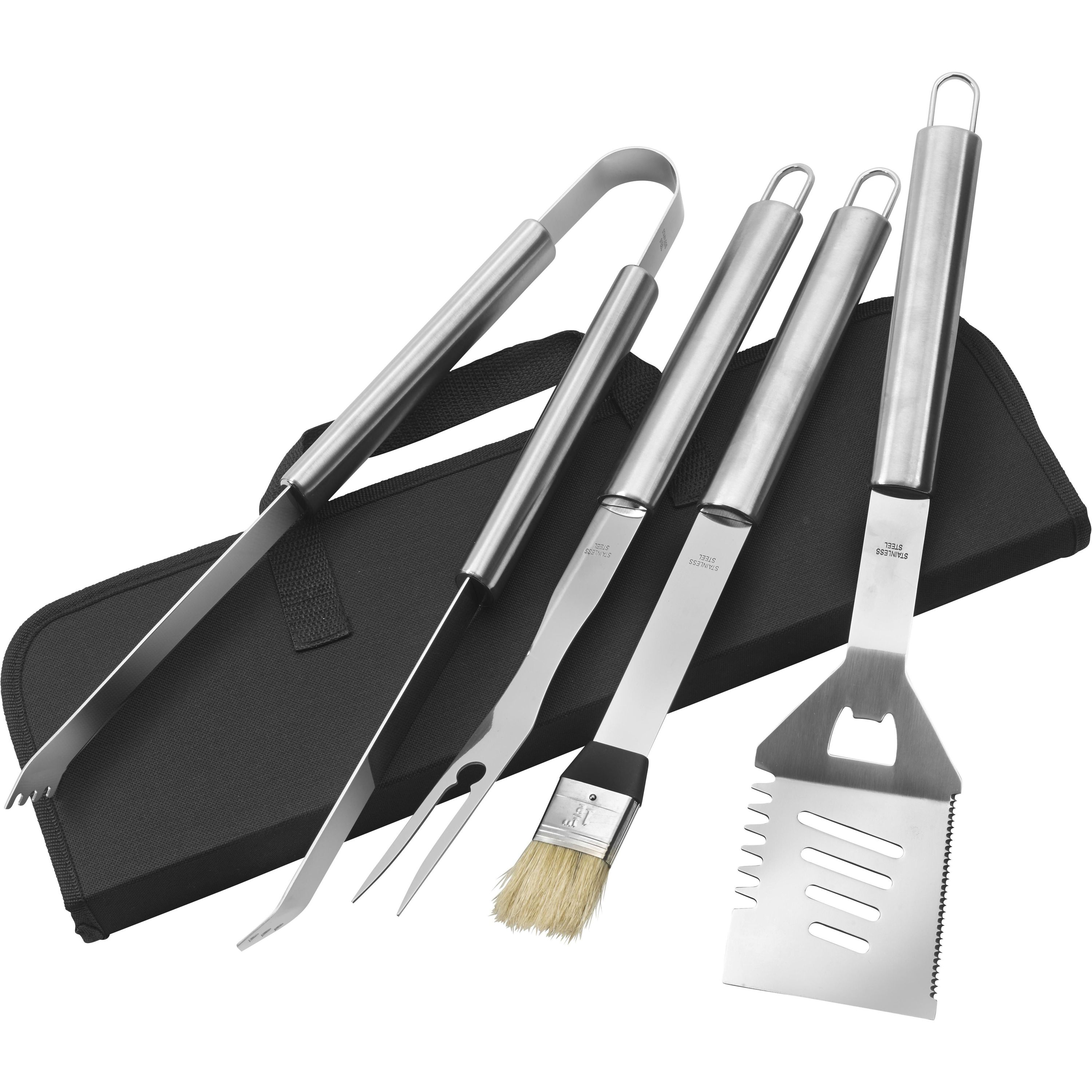 Grillbesteck aus Edelstahl Silas - schwarz-982