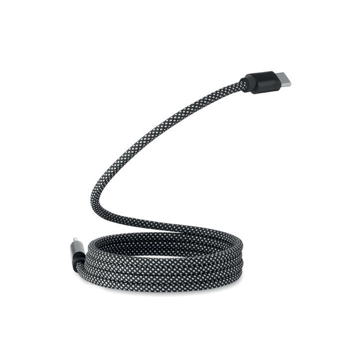 Magnetisches Kabel RPET BRAID - weiß - schwarz-997