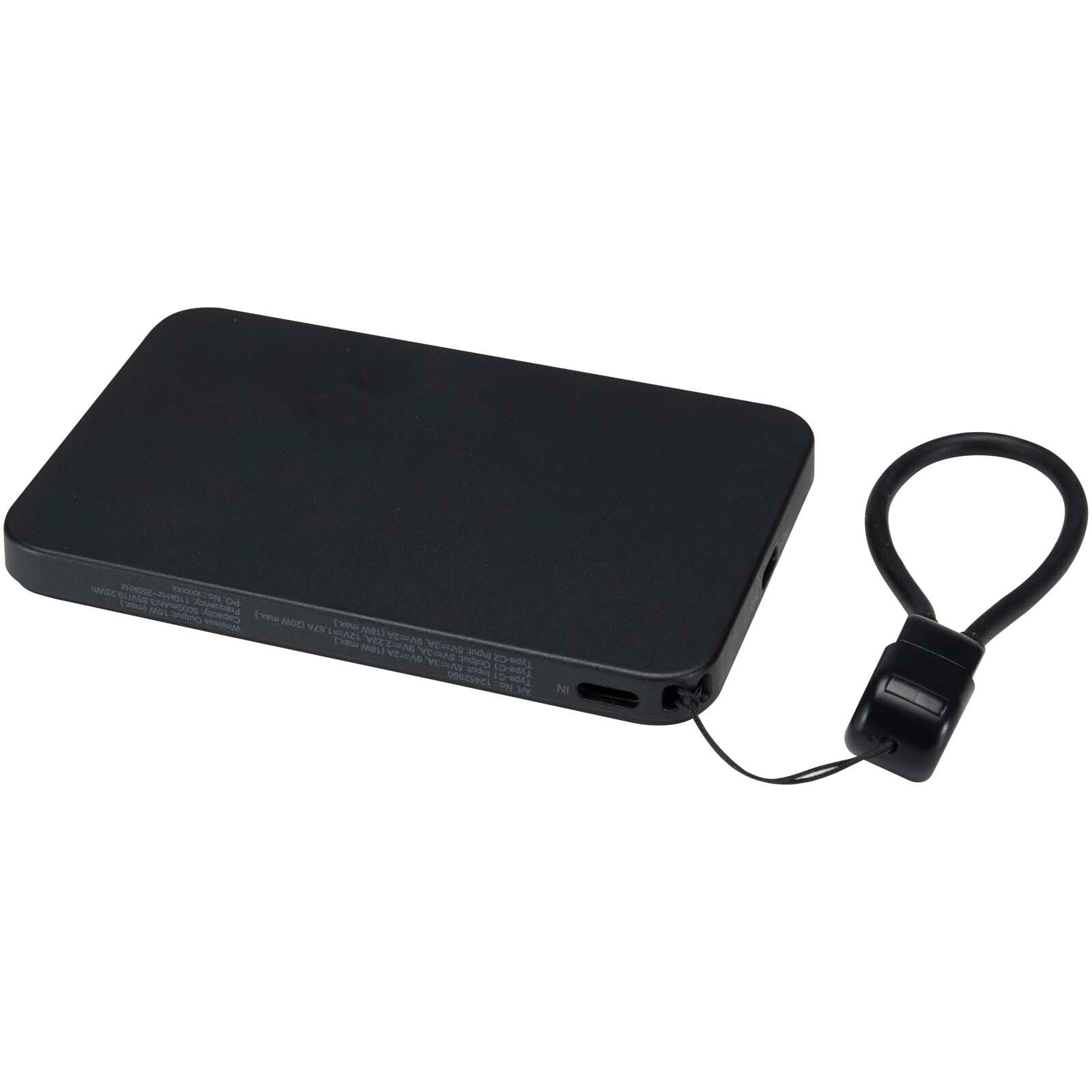SMART 5000 mAh Powerbank aus recyceltem Kunststoff mit Magnetverschluss und Lanyard - schwarz-686