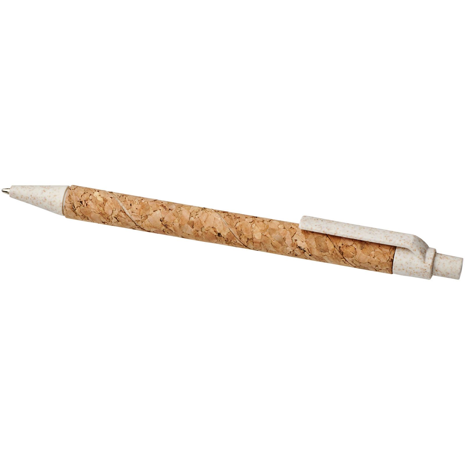 Midar Kugelschreiber aus Kork und Weizenstroh (schwarze Mine) - natur -  creme-586